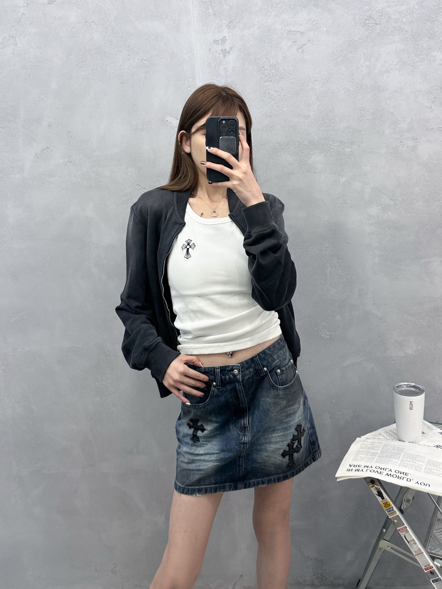 NO:761203,Chrome Hearts ｜ New denim skirt, ready-to-wear washed and color-sprayed with hand-embroidered cross mark, fashionable and casual, size sml,,chrome hearts,skirts,19860909克罗心 ｜ 新款牛仔短裙,成衣洗水喷色吊磨工艺加手工刺绣十字标,时尚休闲,尺码sml,,chrome hearts,skirts,,Women's clothing