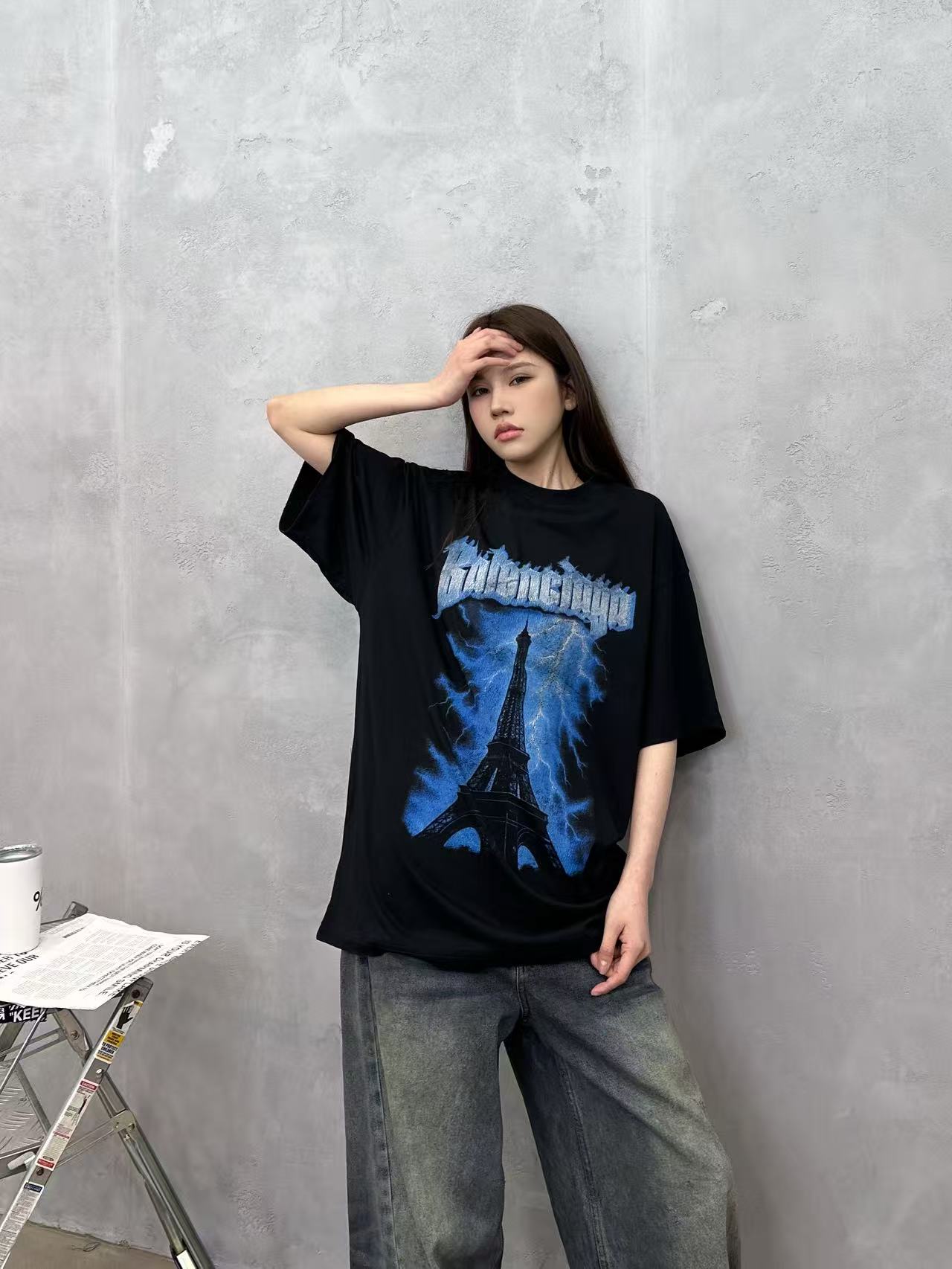 NO:761209,Paris ｜ New short-sleeved T-shirt, ready-to-wear washed and polished with digital direct printing technology, same style for men and women, size sml,, T-shirt,19860909巴黎 ｜ 新款短袖t,成衣洗水吊磨加数码直喷印花工艺,男女同款,尺码sml,,T-shirt,,Women's clothing