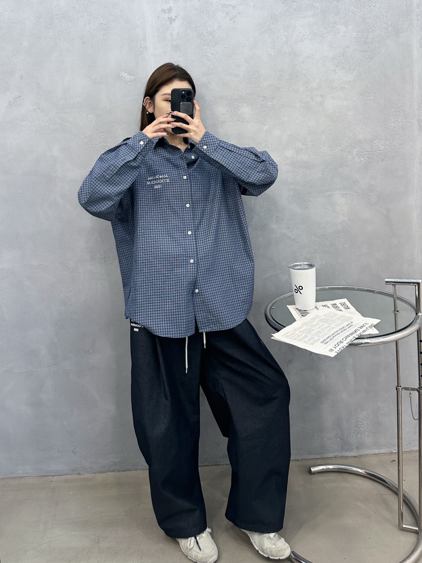 NO:790875,Acne | New casual shirt, classic printed logo, yarn-dyed plaid fabric, casual fashion, same style for men and women, size sml,,acne studios,19860909Acne ｜ 新款休闲衬衣,经典印花标,色织格纹面料,休闲时尚,男女同款,尺码sml,,acne studios,,Women's clothing