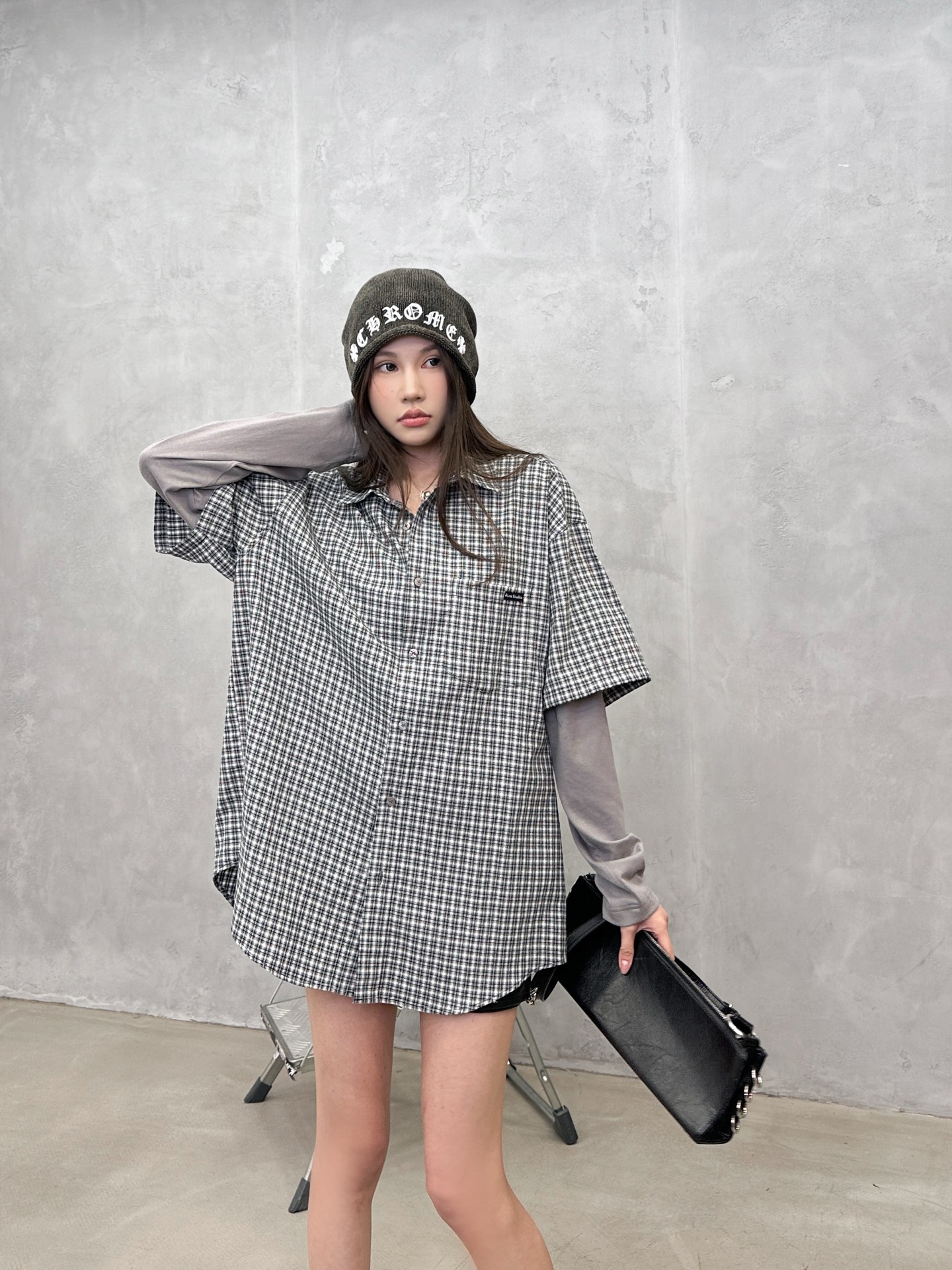 NO:790891,Acne | New casual shirt, brand classic embroidery logo, yarn-dyed cotton plaid fabric splicing knitted fake two-piece workmanship, casual and fashionable, same style for men and women, size sml,,acne studios,19860909Acne ｜ 新款休闲衬衣,品牌经典刺绣标,色织全棉格纹面料拼接针织假两件做工,休闲时尚,男女同款,尺码sml,,acne studios,,Women's clothing