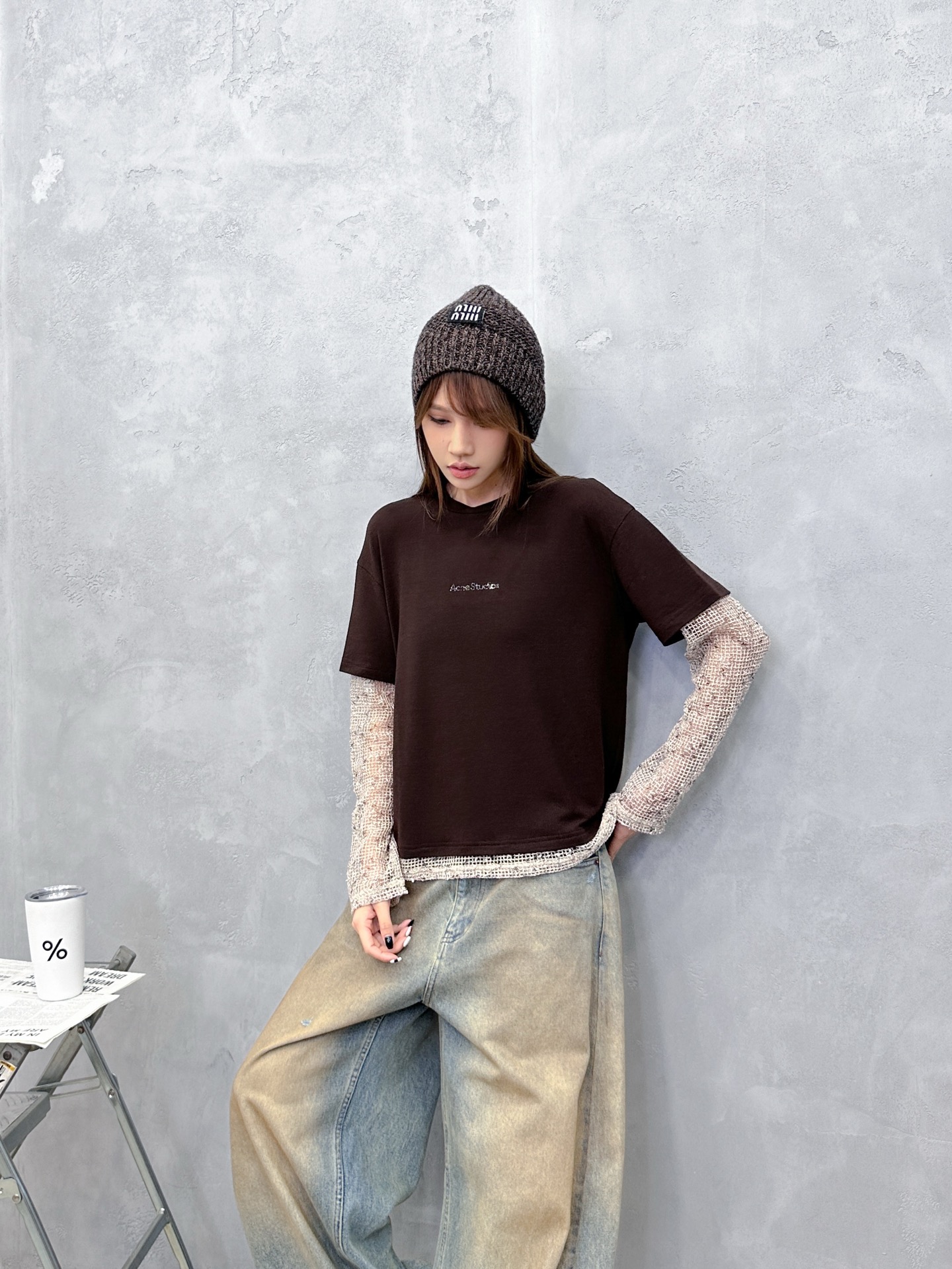 NO:791313,Acne | New style casual long-sleeved t-shirt, classic hot diamond logo, rayon blended with two pieces of workmanship, special mesh splicing sleeves, casual and fashionable, size sml,,acne studios,19860909Acne ｜ 新款休闲长袖t,经典烫钻标,人棉混纺加两件做工,特殊网纱拼接袖,休闲时尚,尺码sml,,acne studios,,Women's clothing