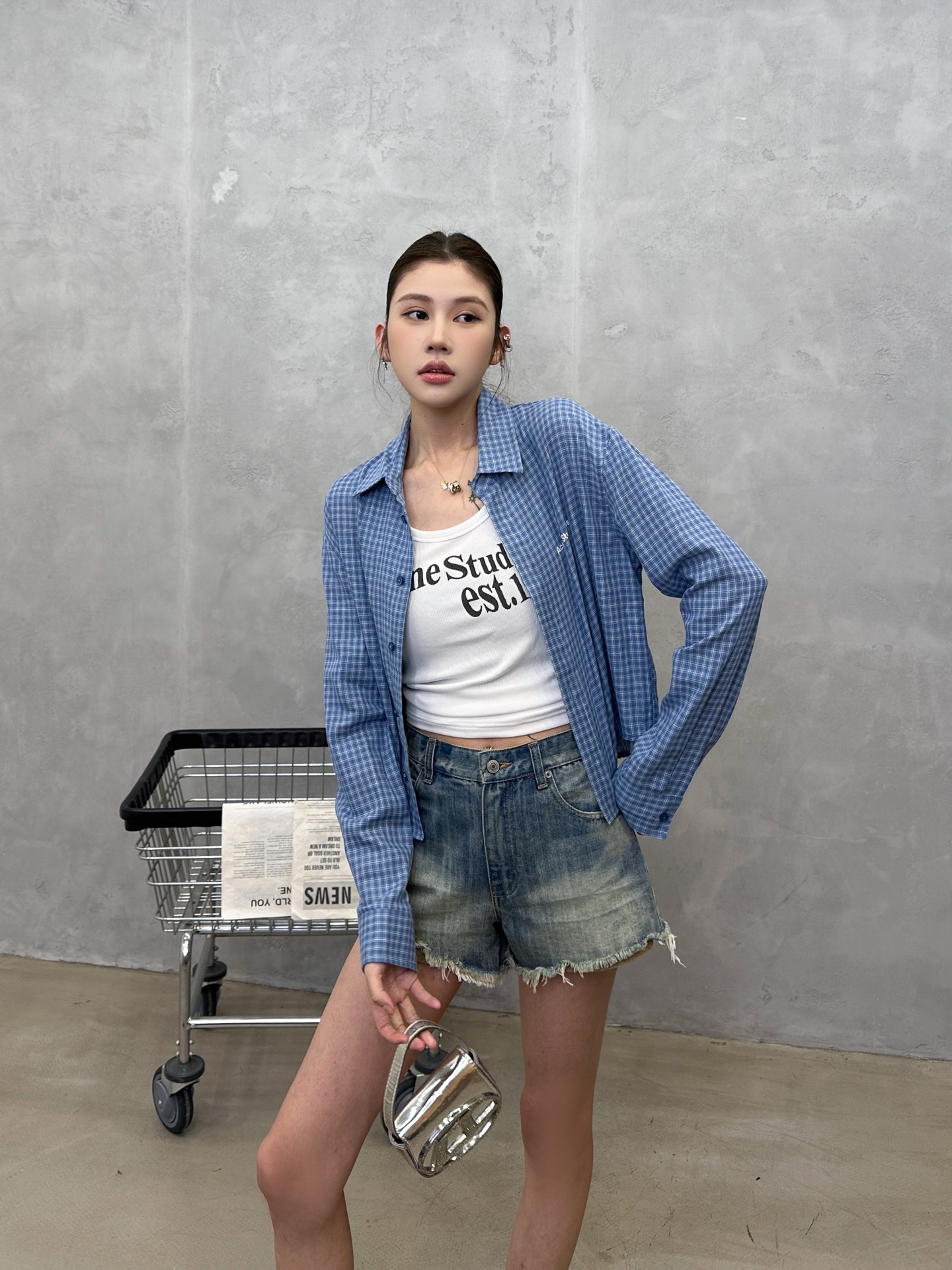 NO:798899,Acne | New casual shirts, ready-to-wear washed and front and back printed, cotton yarn-dyed plaid fabric, casual and fashionable, size sml,,acne studios,19860909Acne ｜ 新款休闲衬衣,成衣洗水加前后印花工艺,全棉色织格纹面料,休闲时尚,尺码sml,,acne studios,,Women's clothing
