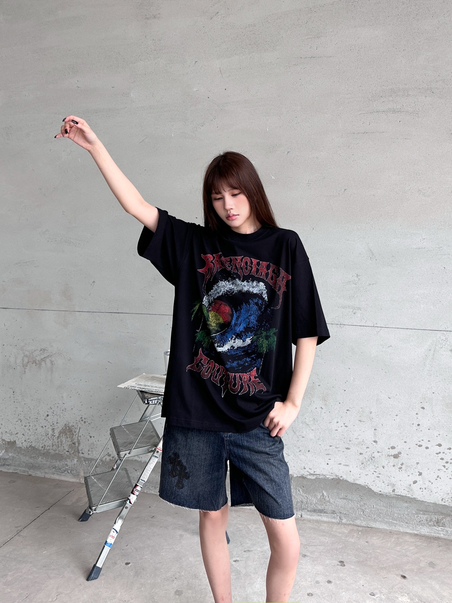 NO:804851,Paris | New short-sleeved t-shirt, ready-to-wear washed and colored powder printing process, casual fashion, same style for men and women, size sml,, T-shirt,19860909巴黎 ｜ 新款短袖t,成衣洗水加彩色粉浆印花工艺,休闲时尚,男女同款,尺码sml,,T-shirt,,Women's clothing