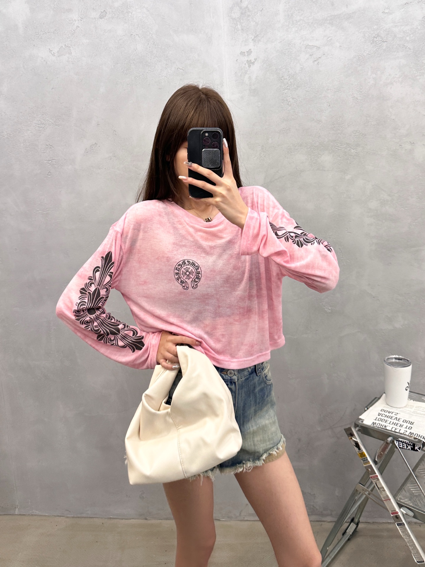 NO:863883,Chrome Hearts ｜ New long-sleeved bottoming, ready-to-wear tie-dye process and multiple printings all over the body, casual and fashionable, size sml,,chrome hearts,19860909克罗心 ｜ 新款长袖打底,成衣洗水扎染工艺加全身多处印花,休闲时尚,尺码sml,,chrome hearts,,Women's clothing