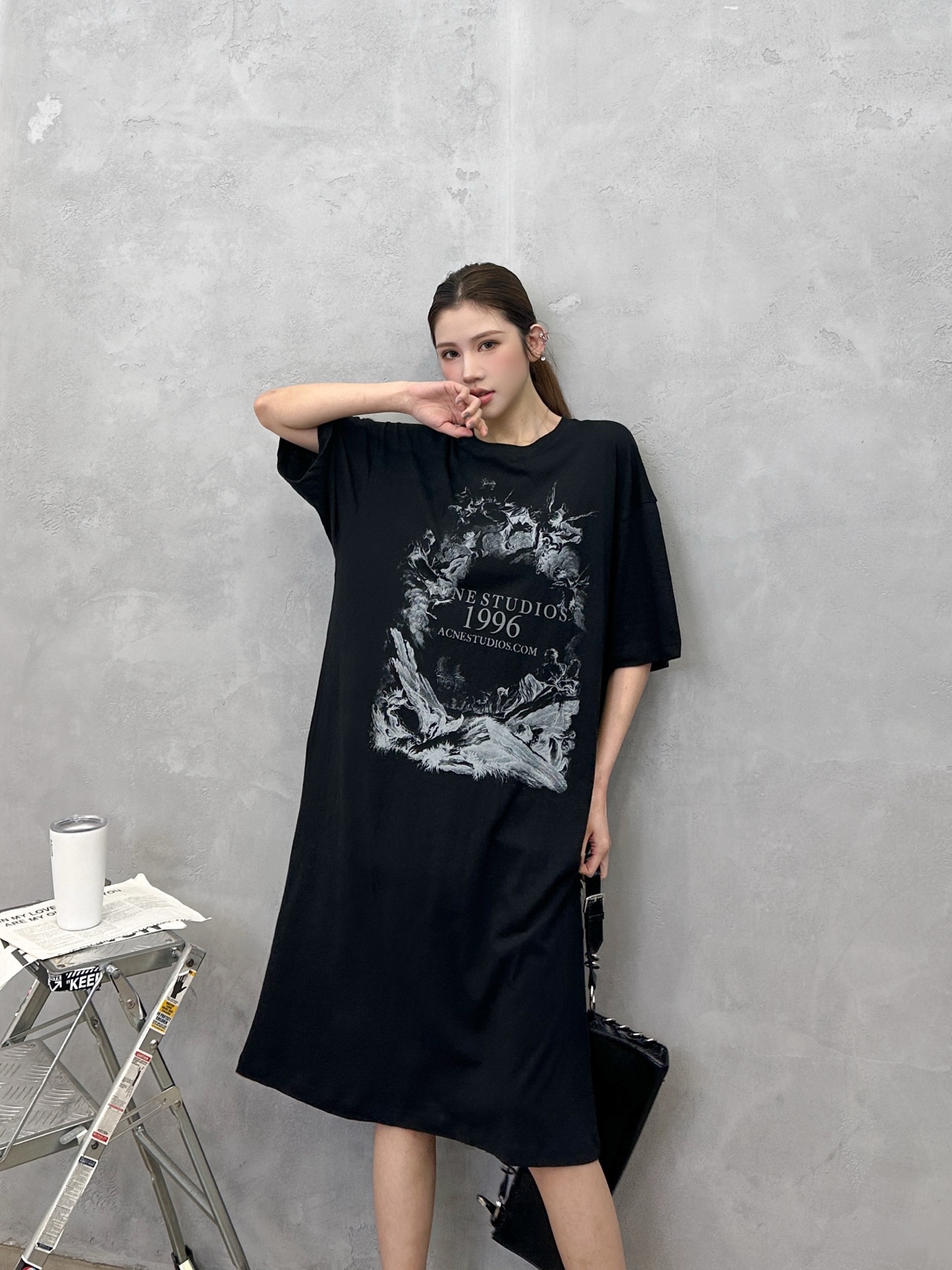 NO:900201,Acne | New short-sleeved dress, garment washed and digital direct printing technology, casual fashion, size sml,,acne studios,skirts,T-shirt,19860909Acne ｜ 新款短袖连衣裙,成衣洗水加数码直喷印花工艺,休闲时尚,尺码sml,,acne studios,skirts,T-shirt,,Women's clothing