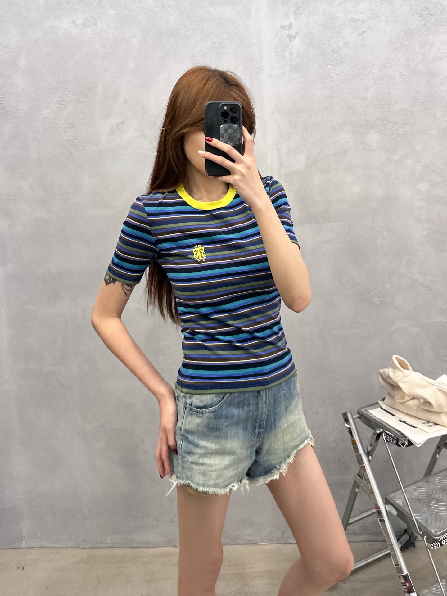 NO:958269,Chrome Hearts | New short-sleeved T-shirt, brand classic embroidery logo, garment washing and color fixation process, yarn-dyed striped fabric, casual fashion, size sml,, chrome hearts, T-shirt,19860909克罗心 ｜ 新款短袖t,品牌经典刺绣标,成衣洗水固色工艺,色织条纹面料,休闲时尚,尺码sml,,chrome hearts,T-shirt,,Women's clothing