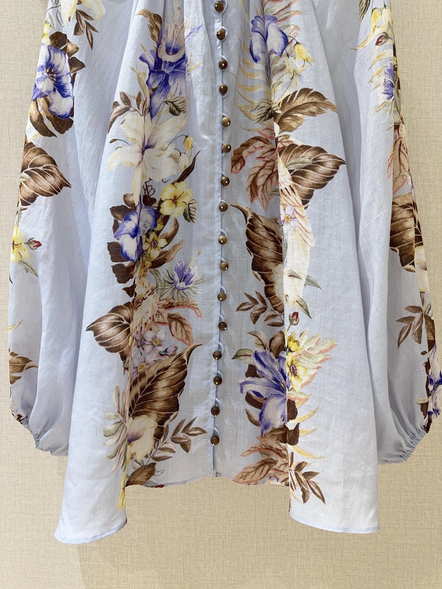 Zimmermann Floral Linen Blouse: Elegant High Neck Lantern Sleeve Shirt 5 i1749108376828 9520 0 3