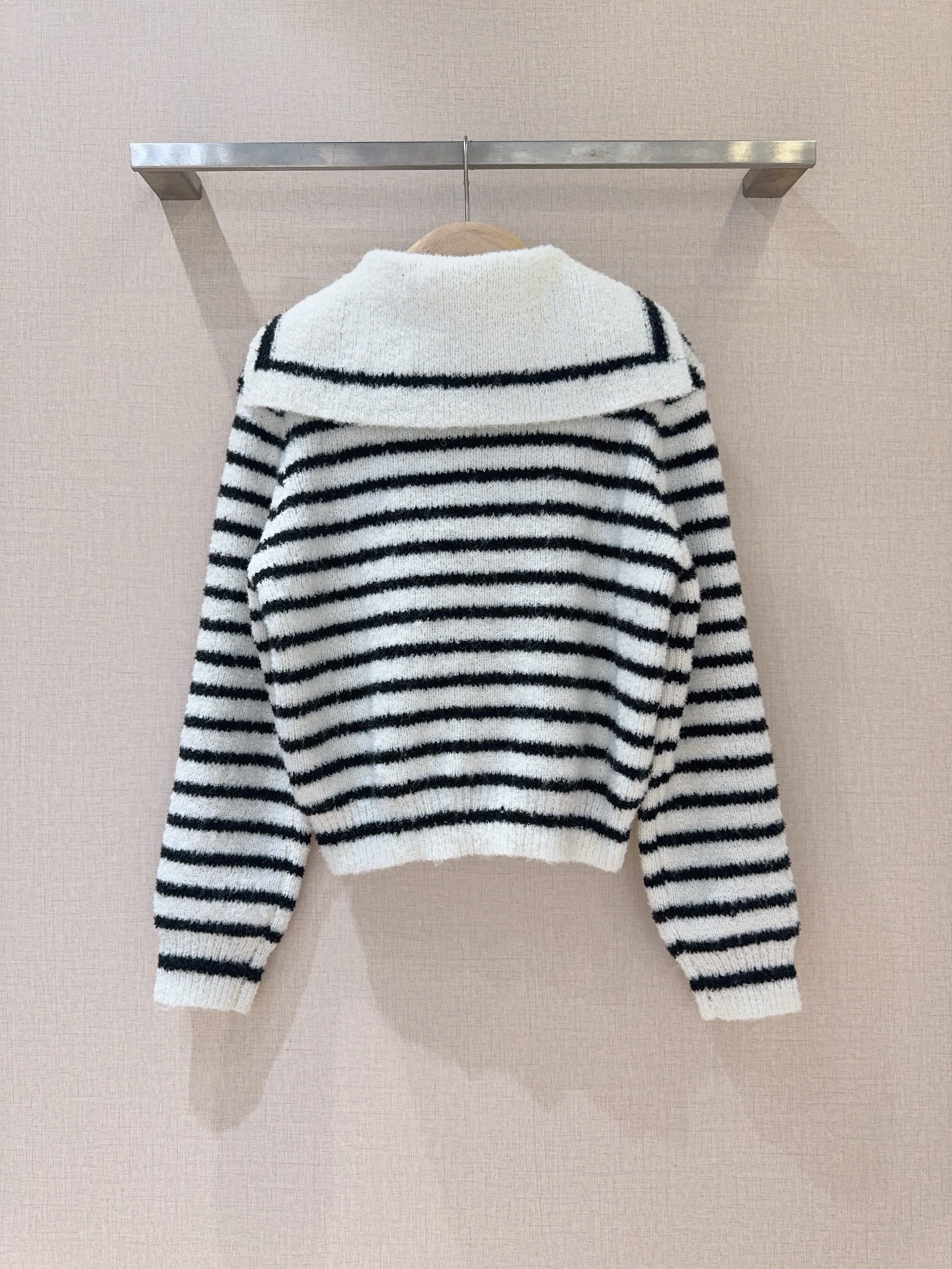 Striped Knit Sweater with Sailor Collar and Gold Buttons - Elegant & Comfortable 5 i1761377809034 7015 0 3
