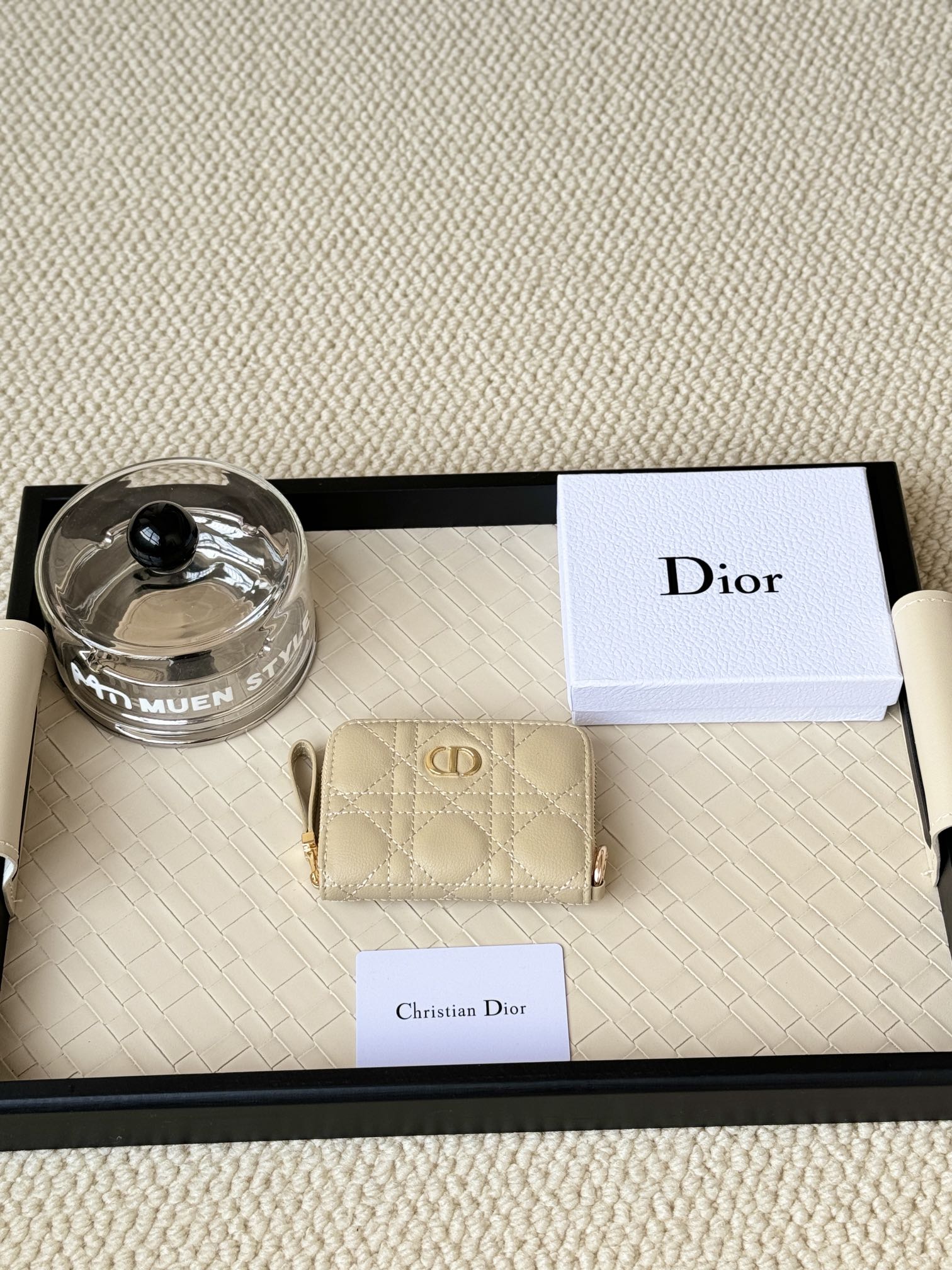 Dior Caro Monederos Billetera Piel de vaca Cuero