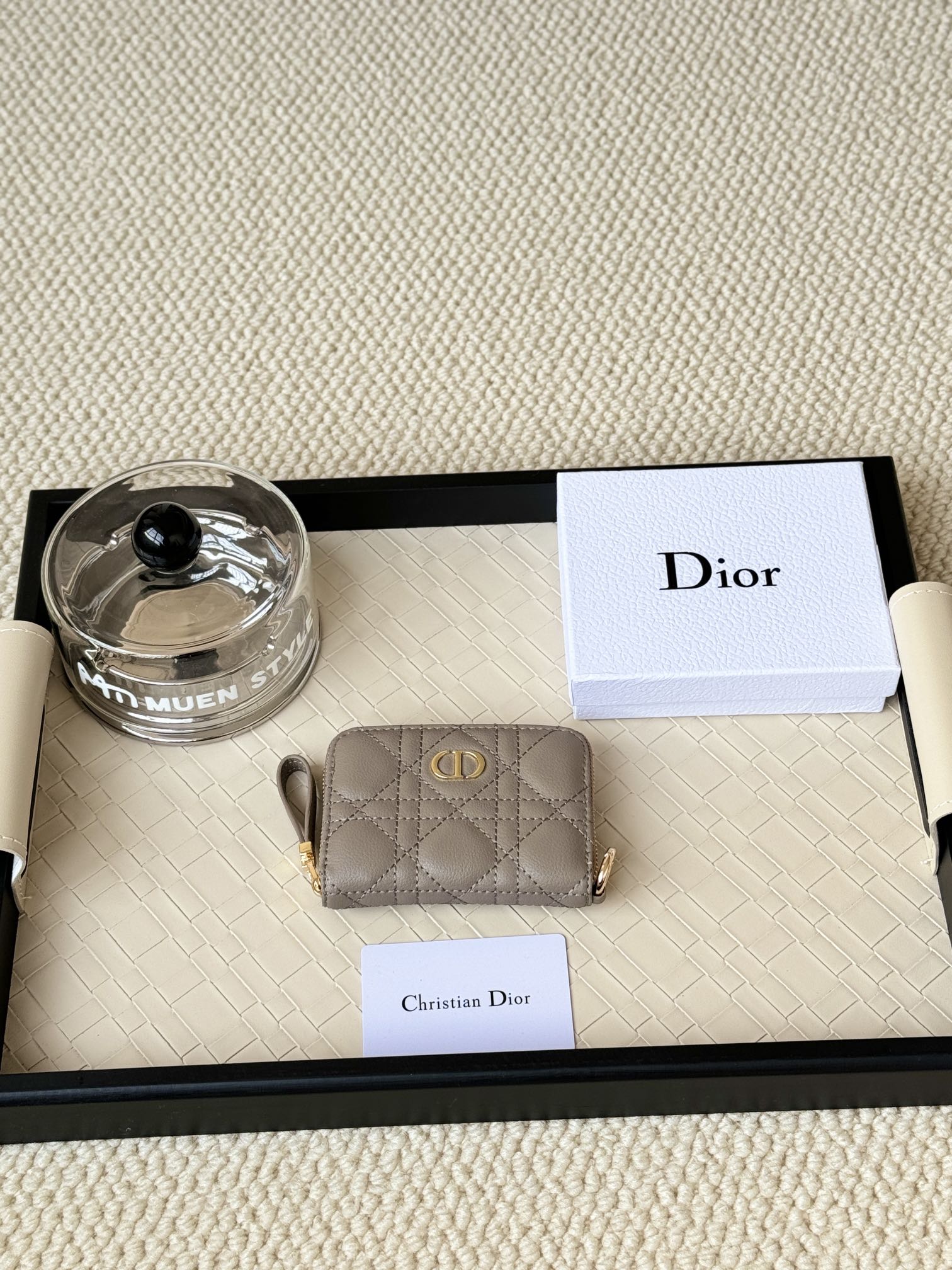 Dior Caro Monederos Billetera Piel de vaca Cuero