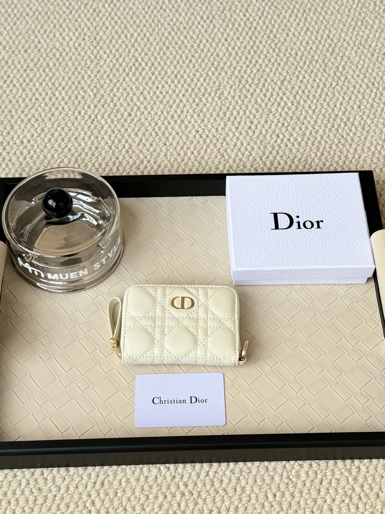 Dior Caro Monederos Billetera Piel de vaca Cuero