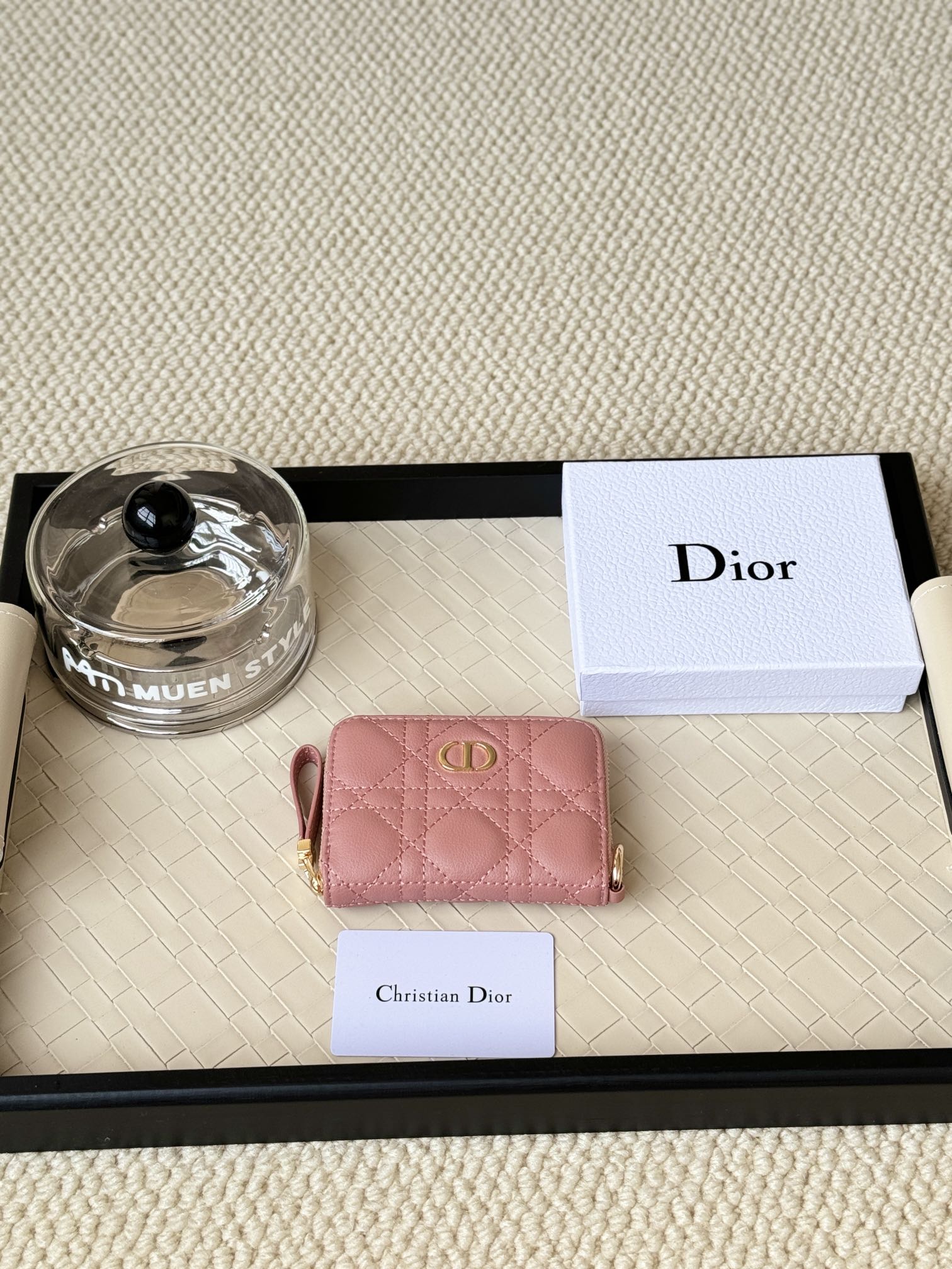 Dior Caro Monederos Billetera Piel de vaca Cuero