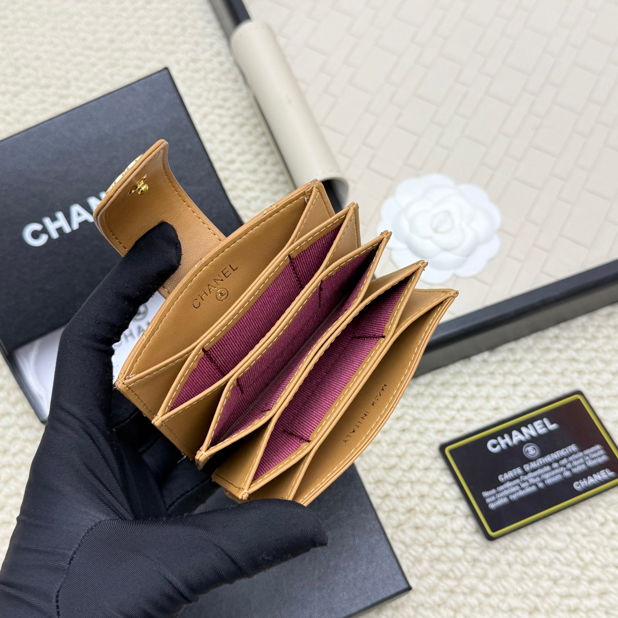 Elegant Chanel Lambskin Leather Card Holder with Accordion Design 6 a1750826474141 8064