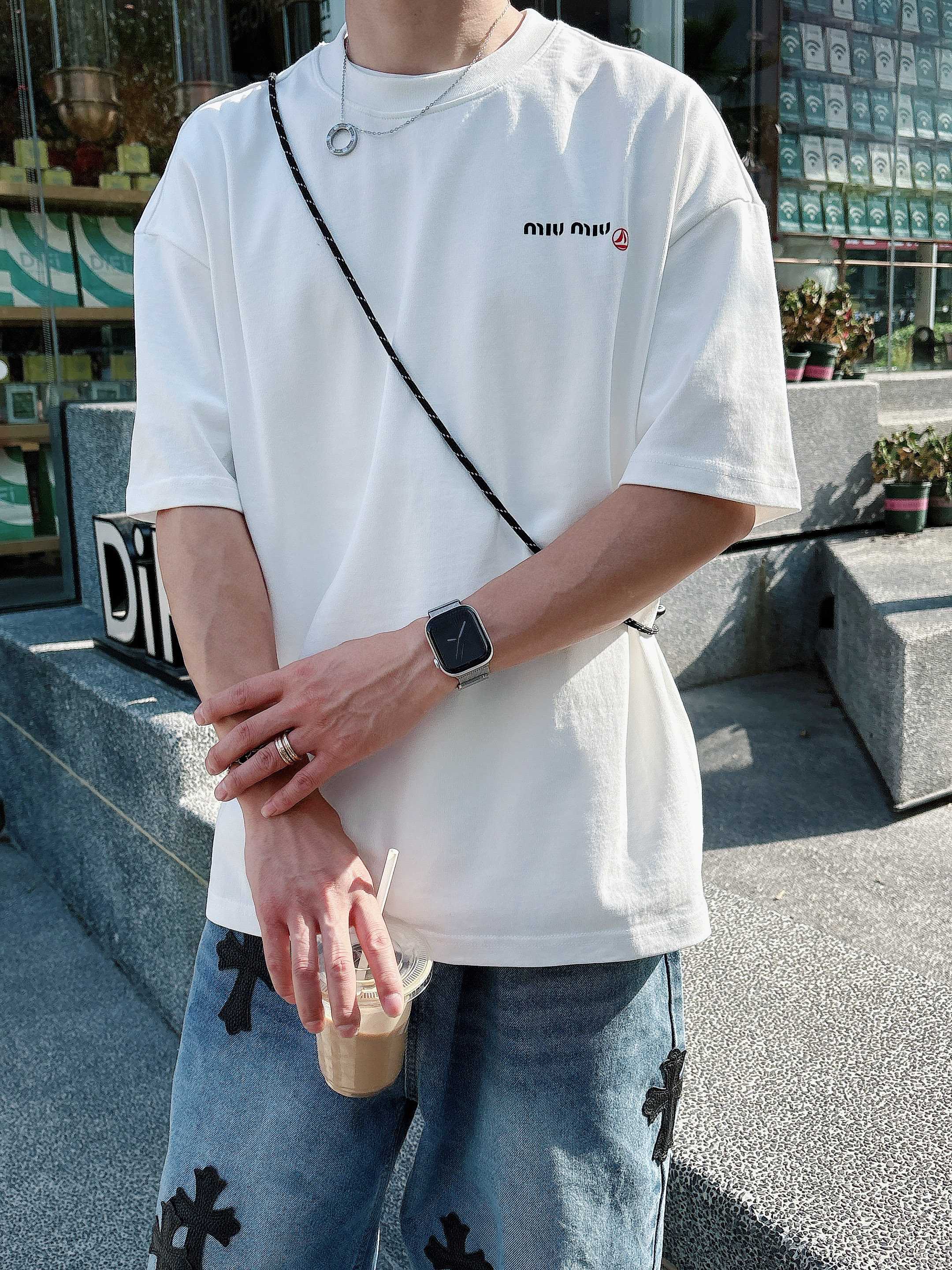 Petit Bateau x Miu Miu 联名 圆领短袖T恤服装,miumiu,男,女 9