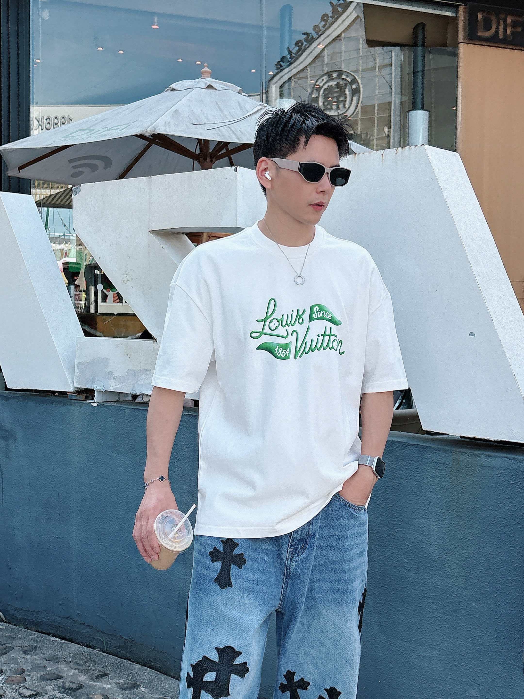 25SS LV高尔夫系列限定新款圆领短袖T恤，选用330克双纱平织...