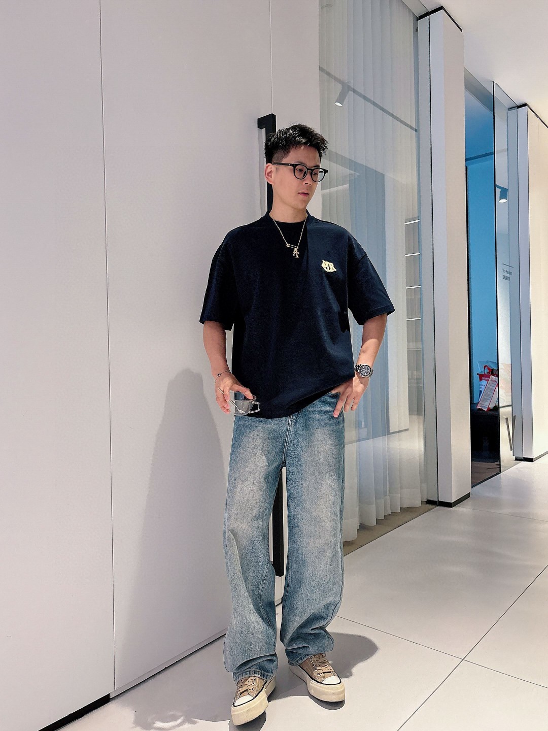 25SS dior新款圆领短袖T恤，选用330克双纱平织棉面料打造，...