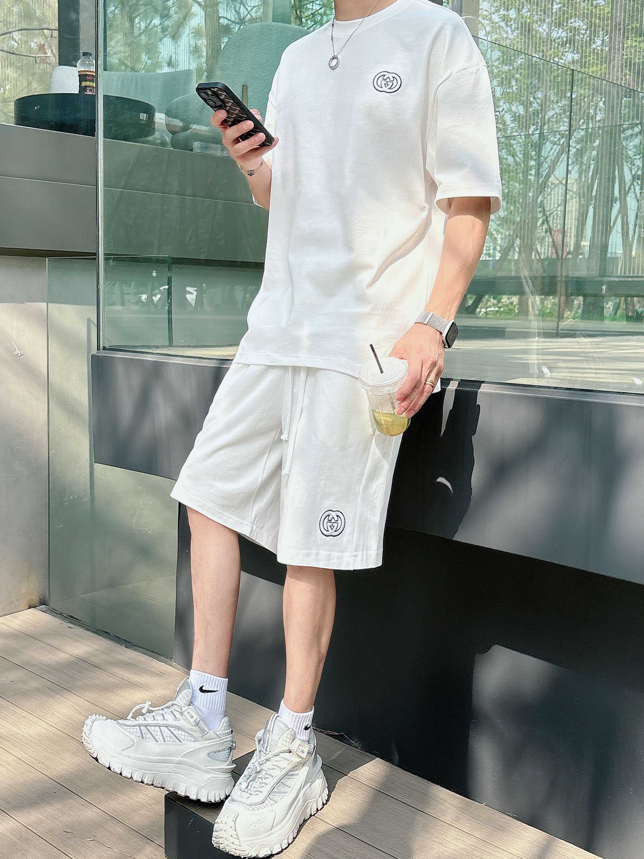 Gucci Heavy Cotton Embroidered Tee and Shorts Set - Stylish Loungewear 6 a1746886498269 0167