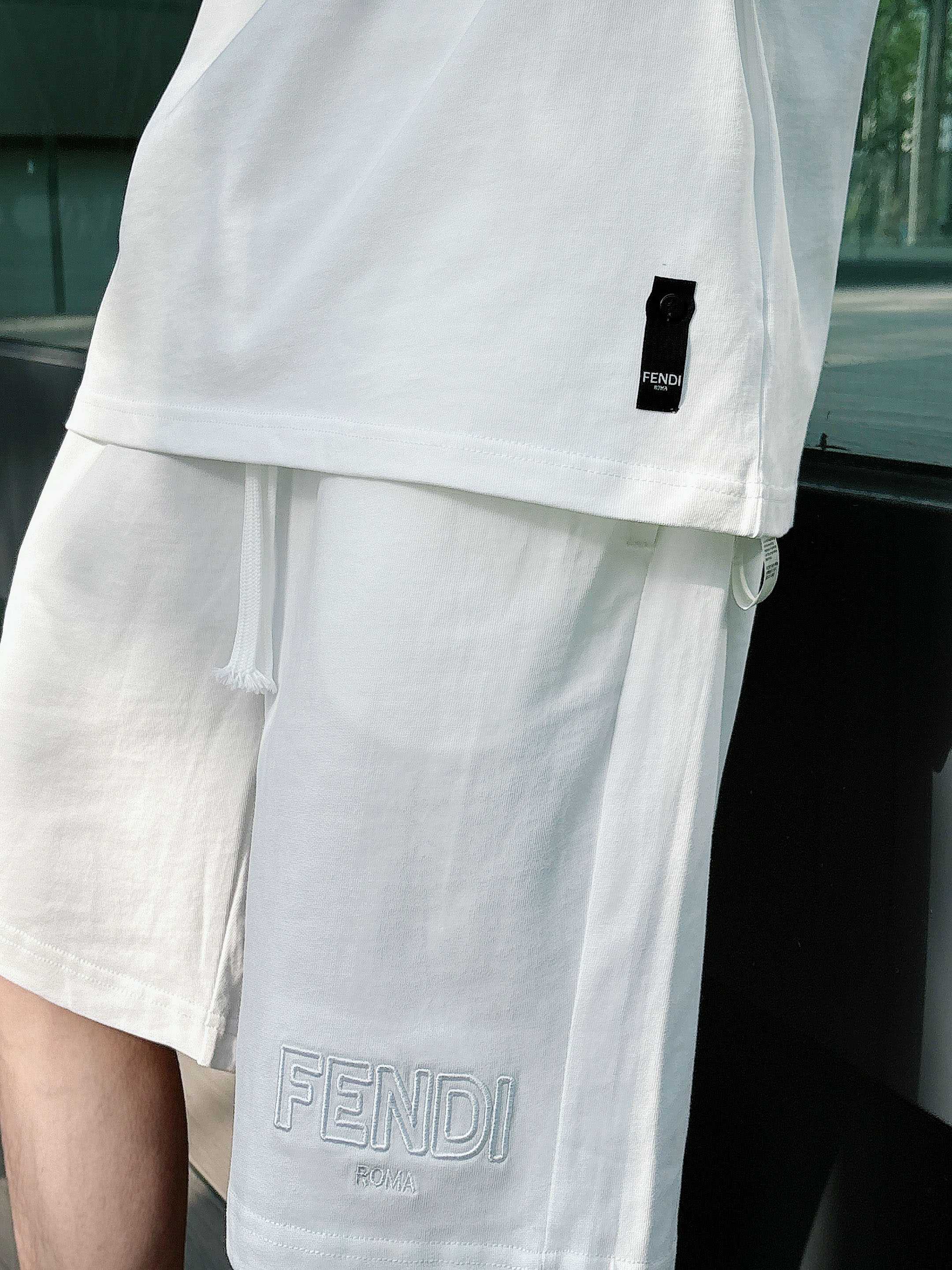 Fendi Heavyweight Embroidered Cotton Tee and Shorts Set - Unisex 7 a1746887082156 4343