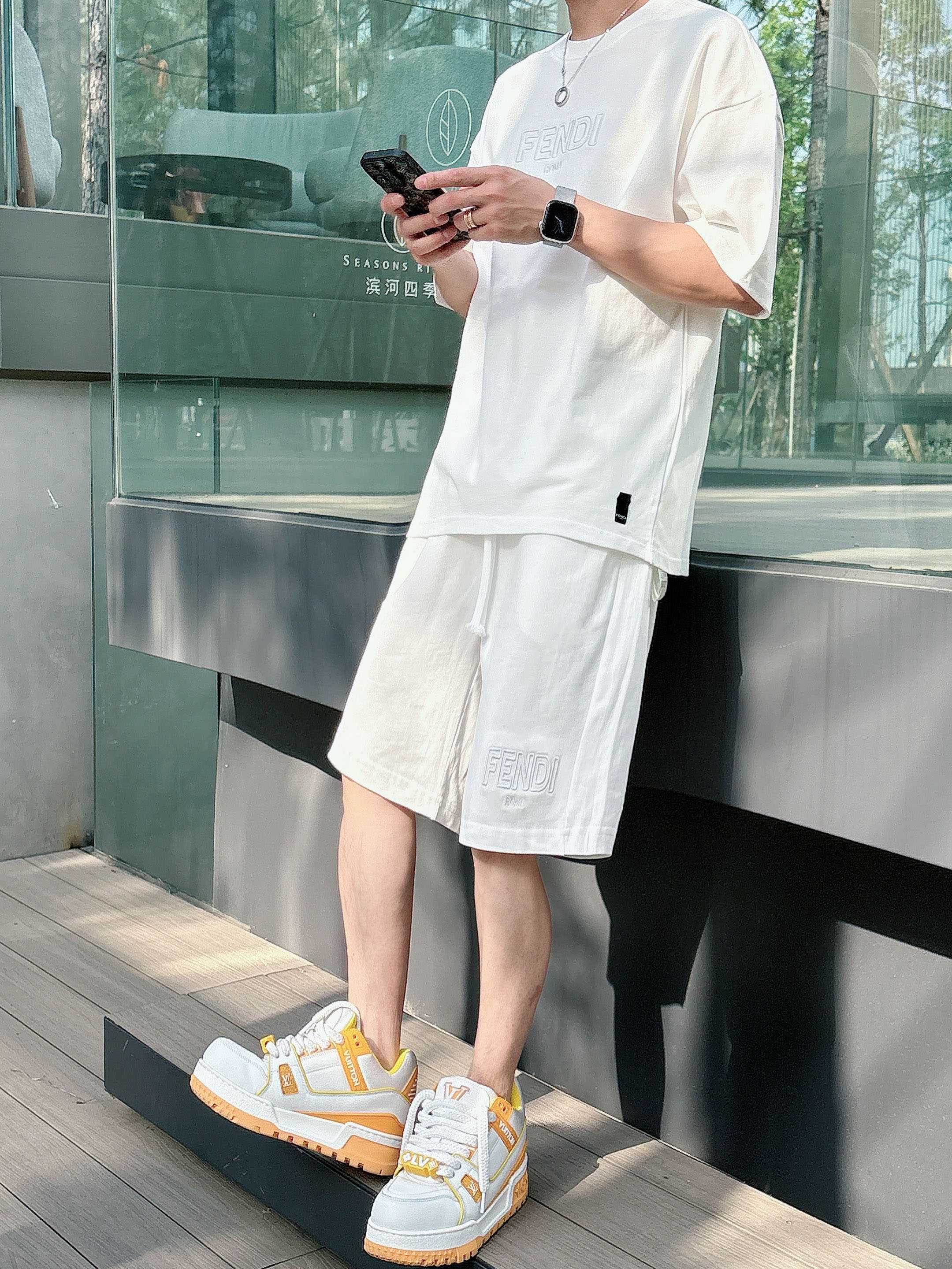 Fendi Heavyweight Embroidered Cotton Tee and Shorts Set - Unisex 8 a1746887094740 6141
