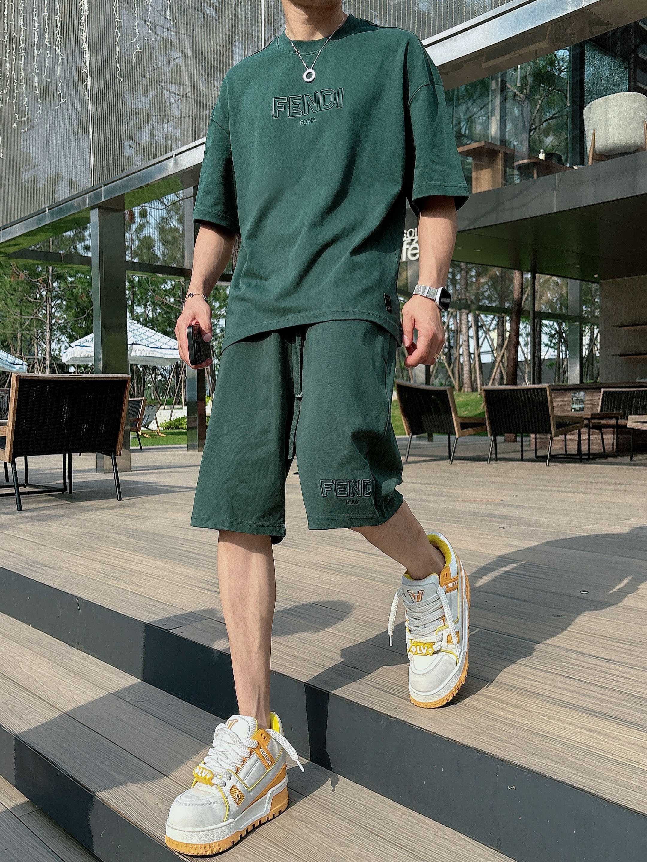 Fendi Heavyweight Cotton Tee & Shorts Set - Embroidered Logo, Unisex 8 a1746887188321 6007