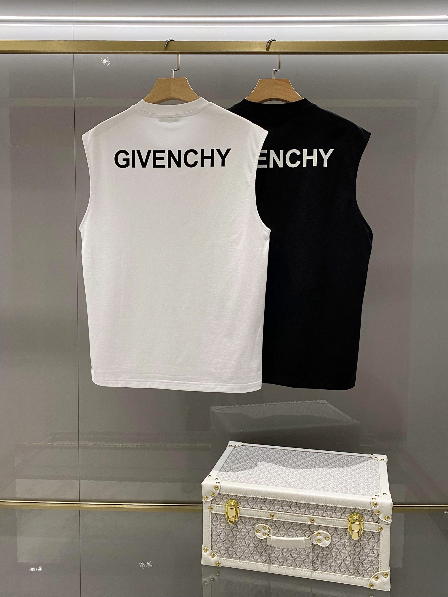 Givenchy Vêtements Débardeur Noir Blanc Hommes Coton Fibre de polyester Spandex Série d’été Fashion Pantalons sport