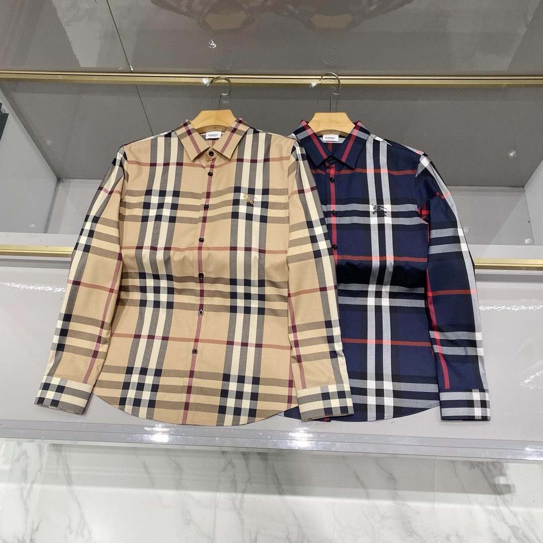 巴宝莉 两色高档品质格子商务百搭休闲长袖衬衫 M-3xL