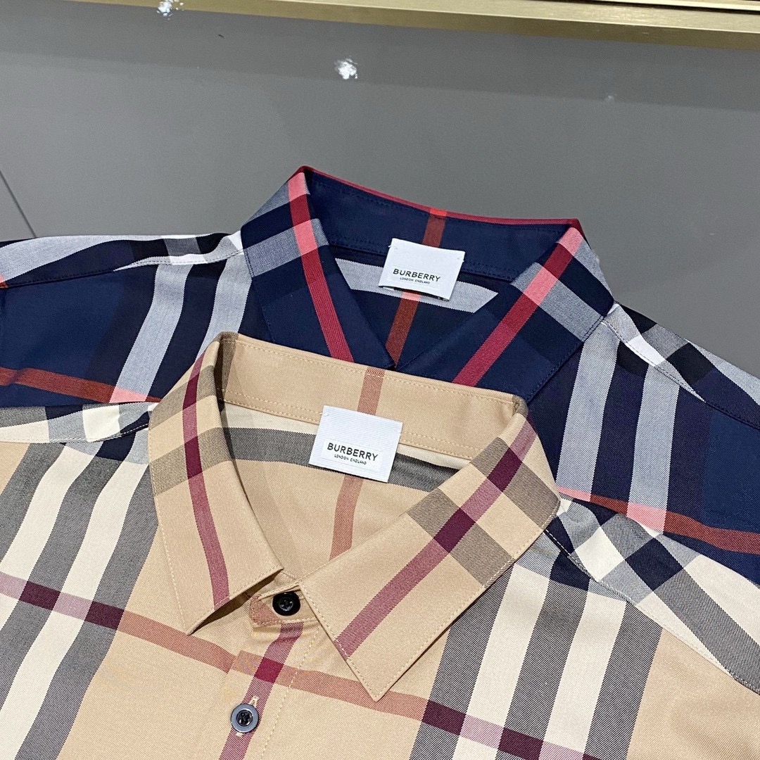 巴宝莉 两色高档品质格子商务百搭休闲长袖衬衫 M-3xL