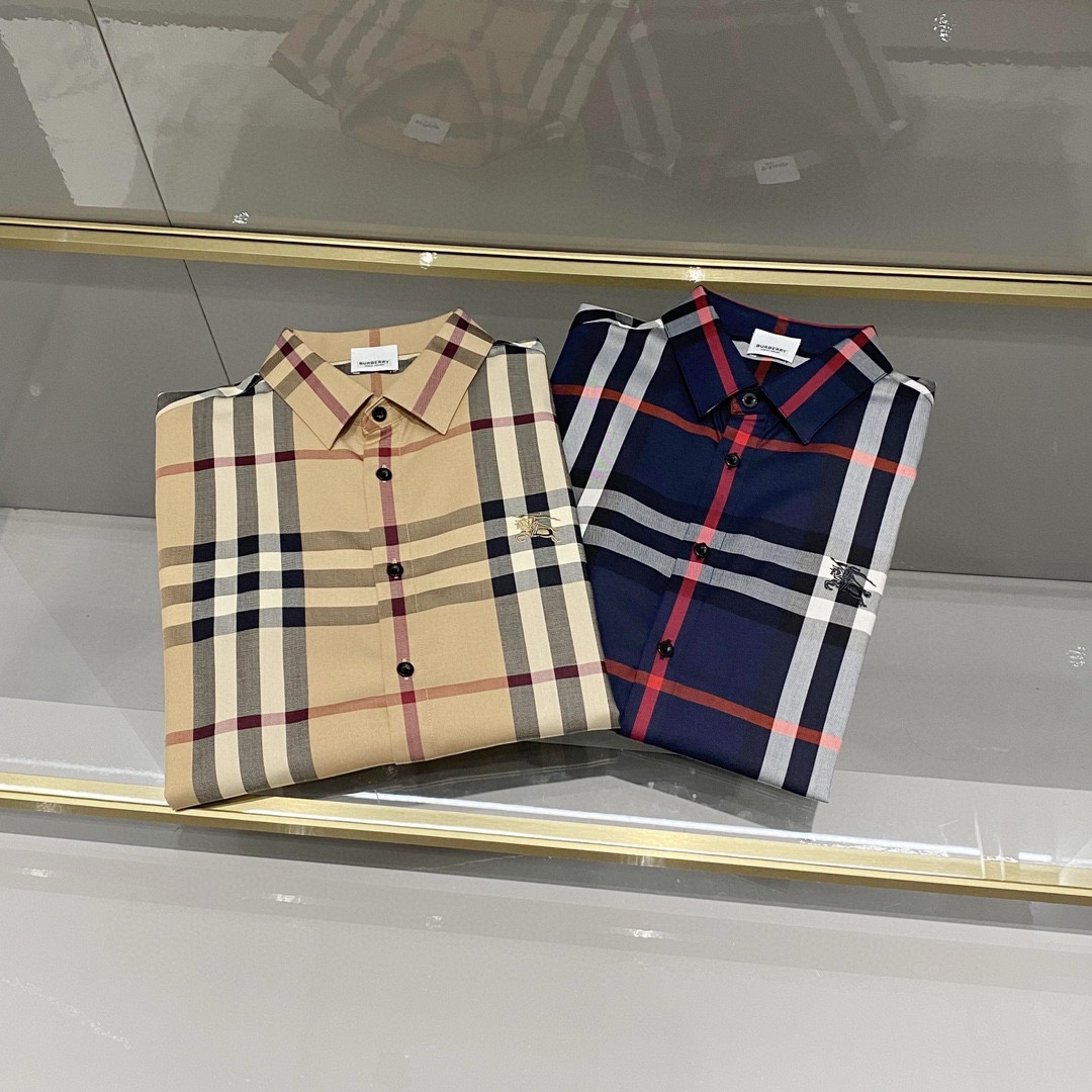 巴宝莉 两色高档品质格子商务百搭休闲长袖衬衫 M-3xL