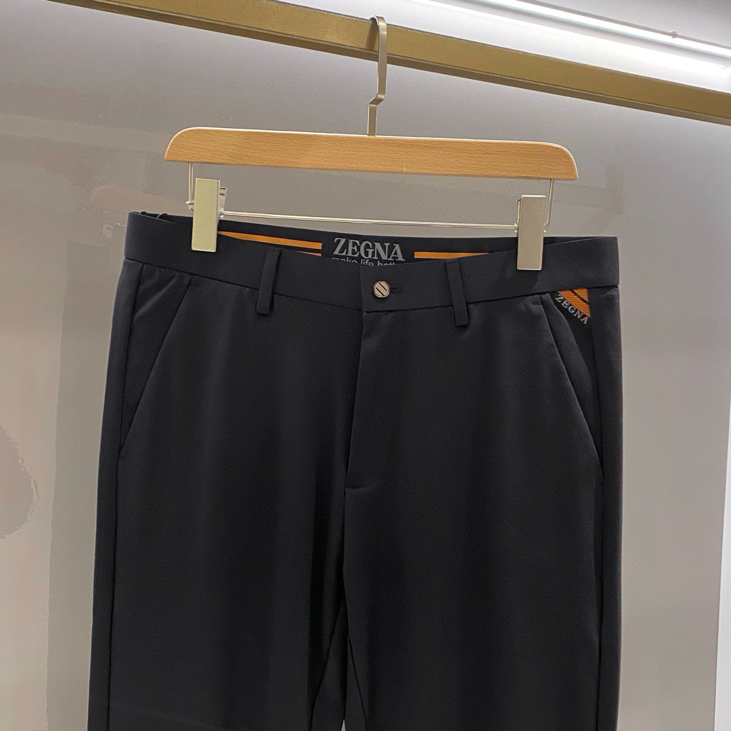 P528 BLACK MALE HIGH-END BUSINESS LEISURE, LIGHT AND PURE COTTON PANTS, DETAILS - 图片 3