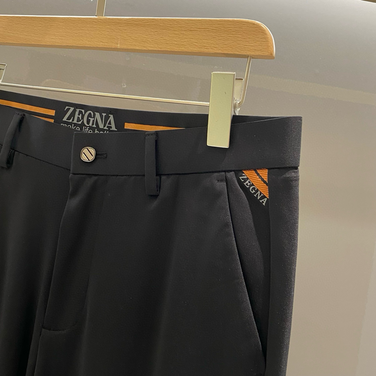 P528 BLACK MALE HIGH-END BUSINESS LEISURE, LIGHT AND PURE COTTON PANTS, DETAILS - 图片 4