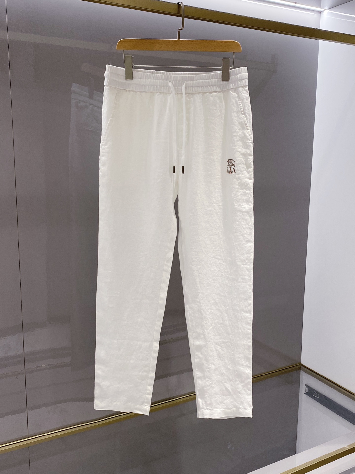 NO:151700,White high-end quality lightweight linen casual pants Details, alexander wang19860909白色高端品质轻薄亚麻面料休闲裤 细节图,,alexander wang,Men's clothing