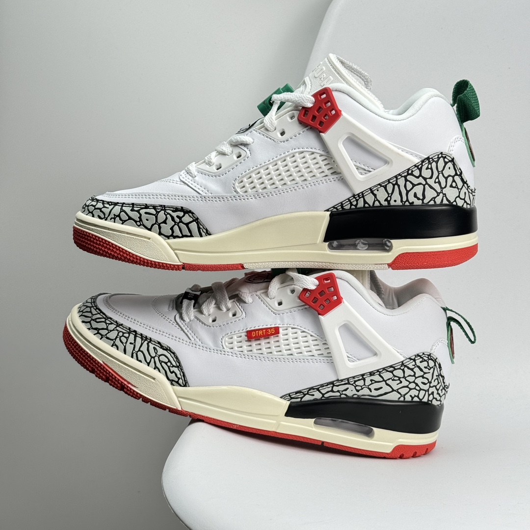 💰120 Jordan Air Jordan 4 "Pine Green"名款 AJ4 乔丹4代 aj4 乔4 绿白联名 乔丹篮球鞋系列 本次联名鞋款维持AirJordan4经典轮廓，鞋身以白色为主，细节部分选用绿色点缀，鞋头部分还带有灰色麂皮覆盖，鞋底部分采用复古感十足的牛筋底，成功营造清爽氛围，并于鞋舌背面、Flight 字样、鞋带扣、中底区域、鞋后跟、拉环注入主题色「Pine Green」，其余细节则能留意经典红色Jumpman Logo，灰色绒面革覆盖层与生胶大底。当然最大亮点便是后跟的Nike SB Logo及为双方打造的特殊鞋盒，极具纪念意义 36-45半 522JHD