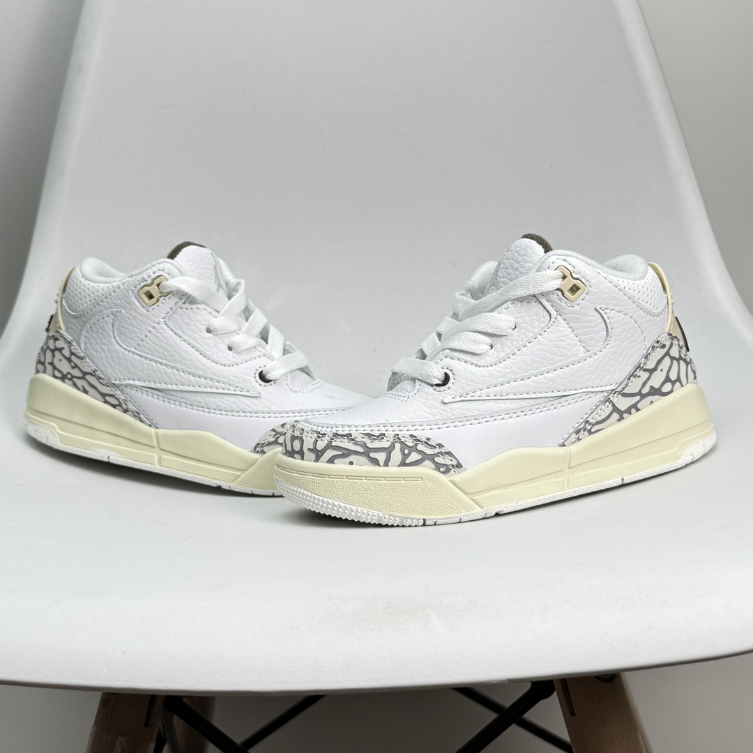 图片[5]-乔3倒钩 童鞋码数24-37 公司级✅Air Jordan 3 JTH Justin Timberlake&Tinker Hatfheld 白手稿联名 AJ3 1乔丹3代 aj3 乔3 白手稿 乔丹篮球鞋系列 这款鞋不仅完美再现了白棕水泥White Cement的经典气质，鞋身侧边的Swoosh,更是还原了设计师TinkerHatfield的原始手稿。同时带有3M反光效果，让人炫目！！！ 079JJD-选品中心
