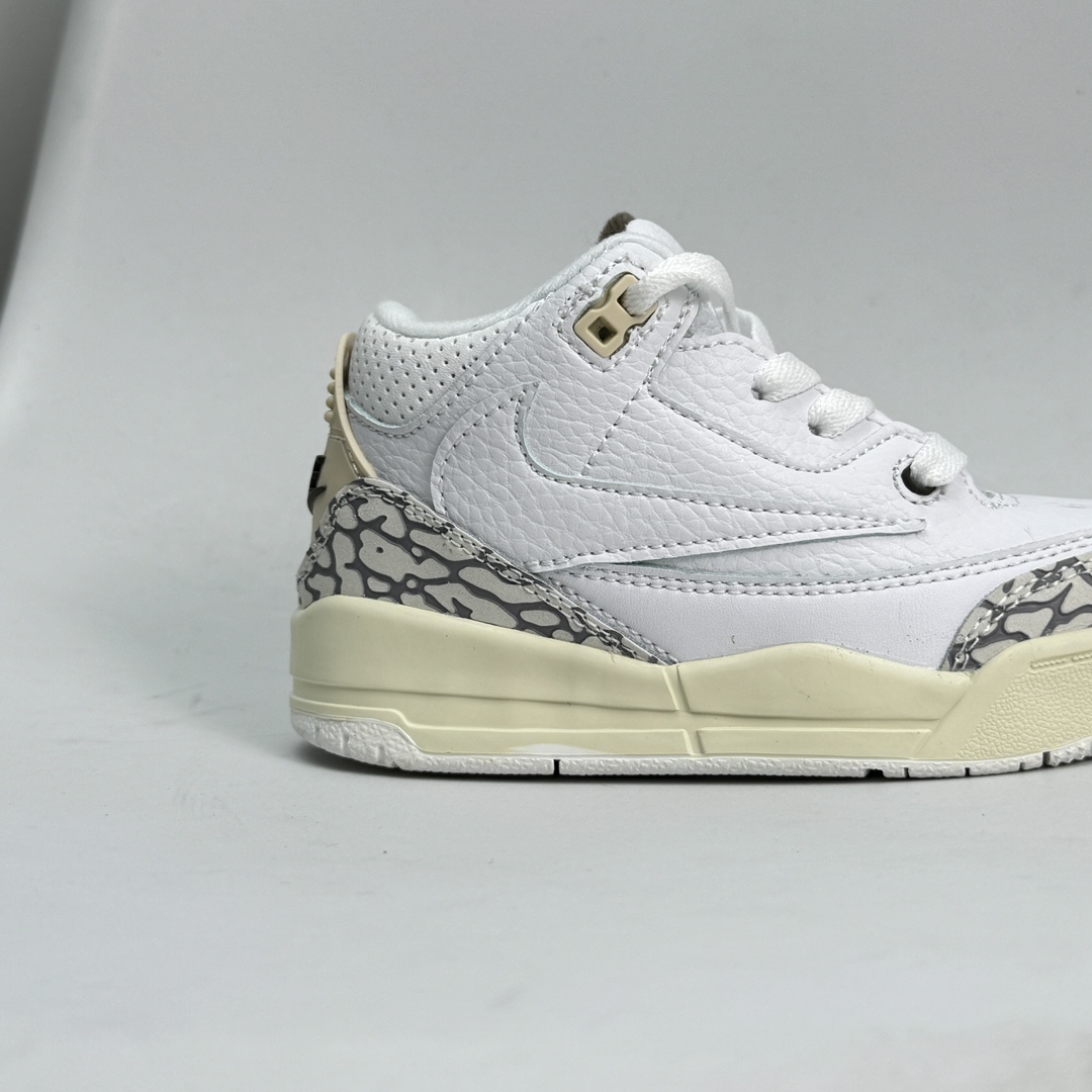 图片[8]-乔3倒钩 童鞋码数24-37 公司级✅Air Jordan 3 JTH Justin Timberlake&Tinker Hatfheld 白手稿联名 AJ3 1乔丹3代 aj3 乔3 白手稿 乔丹篮球鞋系列 这款鞋不仅完美再现了白棕水泥White Cement的经典气质，鞋身侧边的Swoosh,更是还原了设计师TinkerHatfield的原始手稿。同时带有3M反光效果，让人炫目！！！ 079JJD-选品中心
