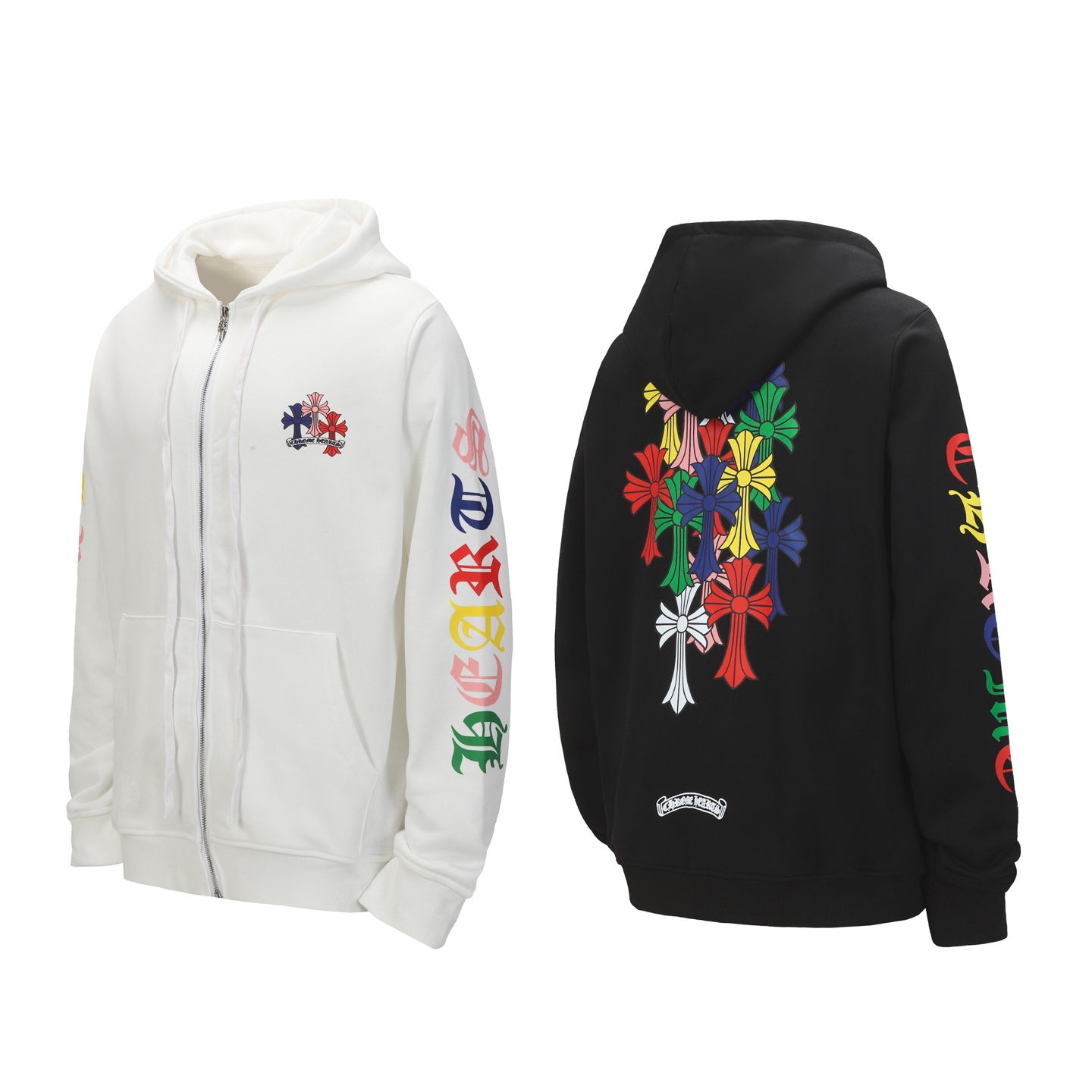 Chrome Hearts سترة بغطاء للرأس بسحاب وطبعة صليب ملونة
