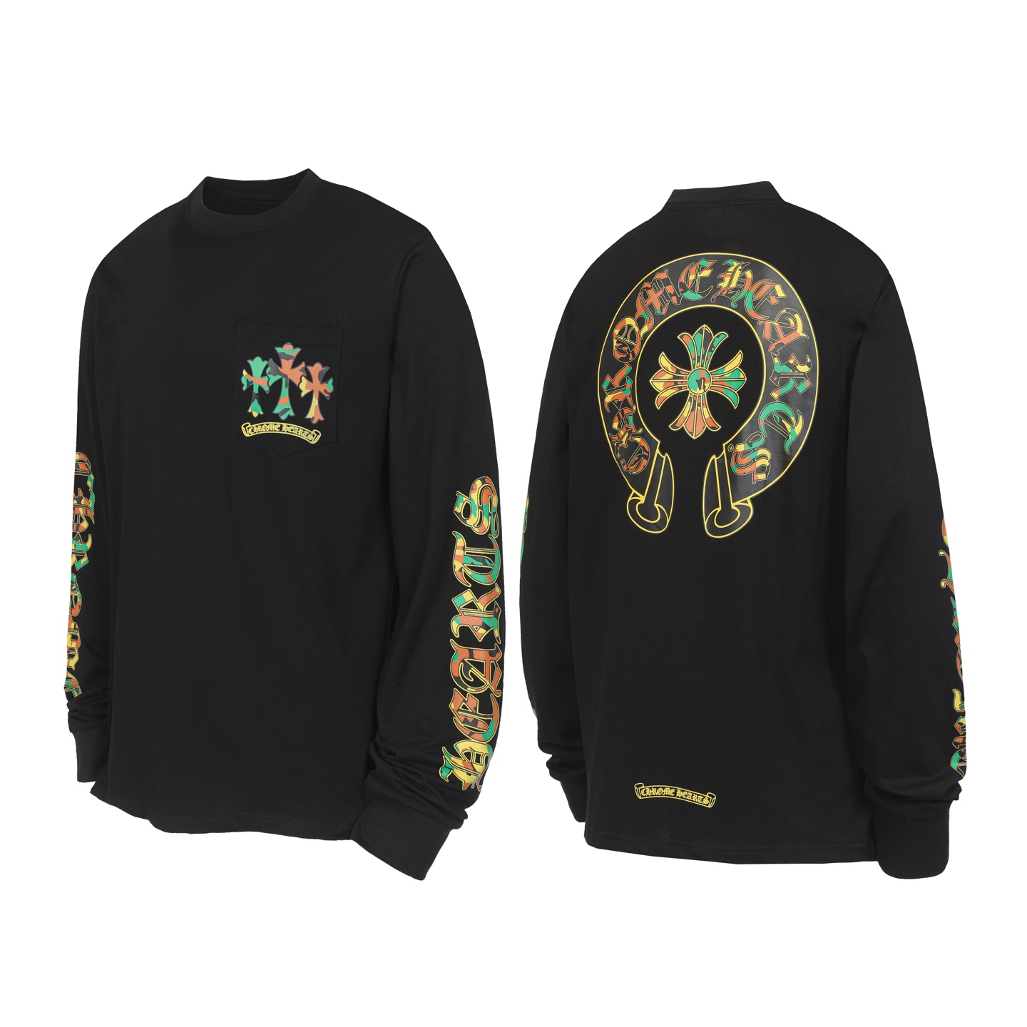 Chrome Hearts Sanskrit Horseshoe Print Long Sleeve T-Shirt - High Quality