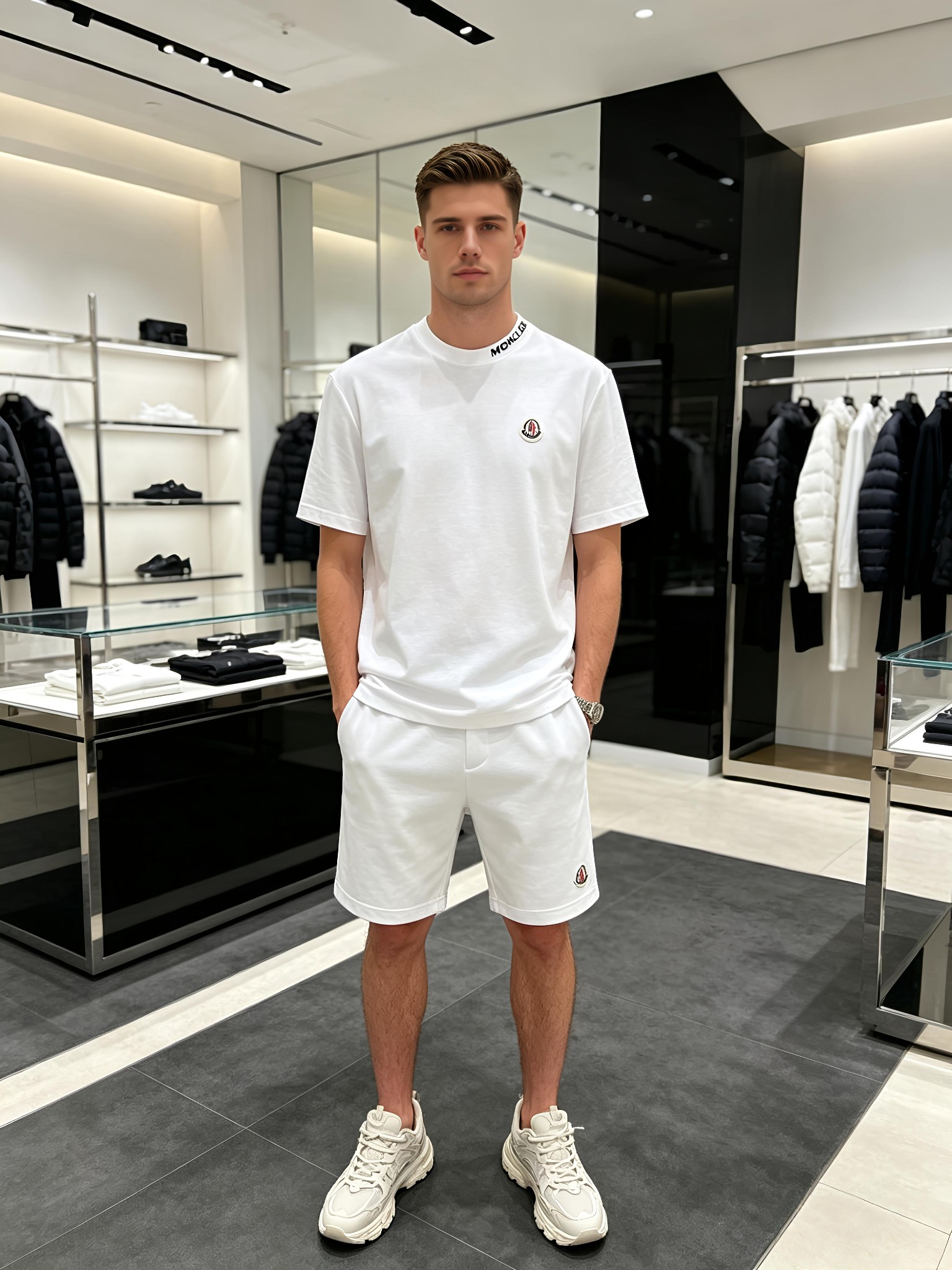 NO:910971,'Moncler' VIP advanced customization!  2026 spring and summer new short-sleeved. This T-shirt is a new product in the summer men's wear series. It is carefully made of imported fabrics with mercerized technology and has a heavy three-dimensional logo to add a casual style. Size M-3XL Recommended reference M120 catties or less (including 120 catties) L121-140 catties XL141-160 catties 2XL161-180 catties  3XL181—200 pounds,,Moncler,T-shirt,tees,t-shirt,19860909《蒙口 Moncler》VIP高级定制！ 2026春夏季新款短袖.这款T恤是夏季男装系列新品,采用丝光工艺进口面料精心制作,重工立体Logo,增添休闲风范.码数 M-3XL 推荐参考 M120斤以内（含120斤） L121—140斤 XL141—160斤 2XL161—180斤 3XL181—200斤,,Moncler,T-shirt,tees，t-shirt,,Men's clothing