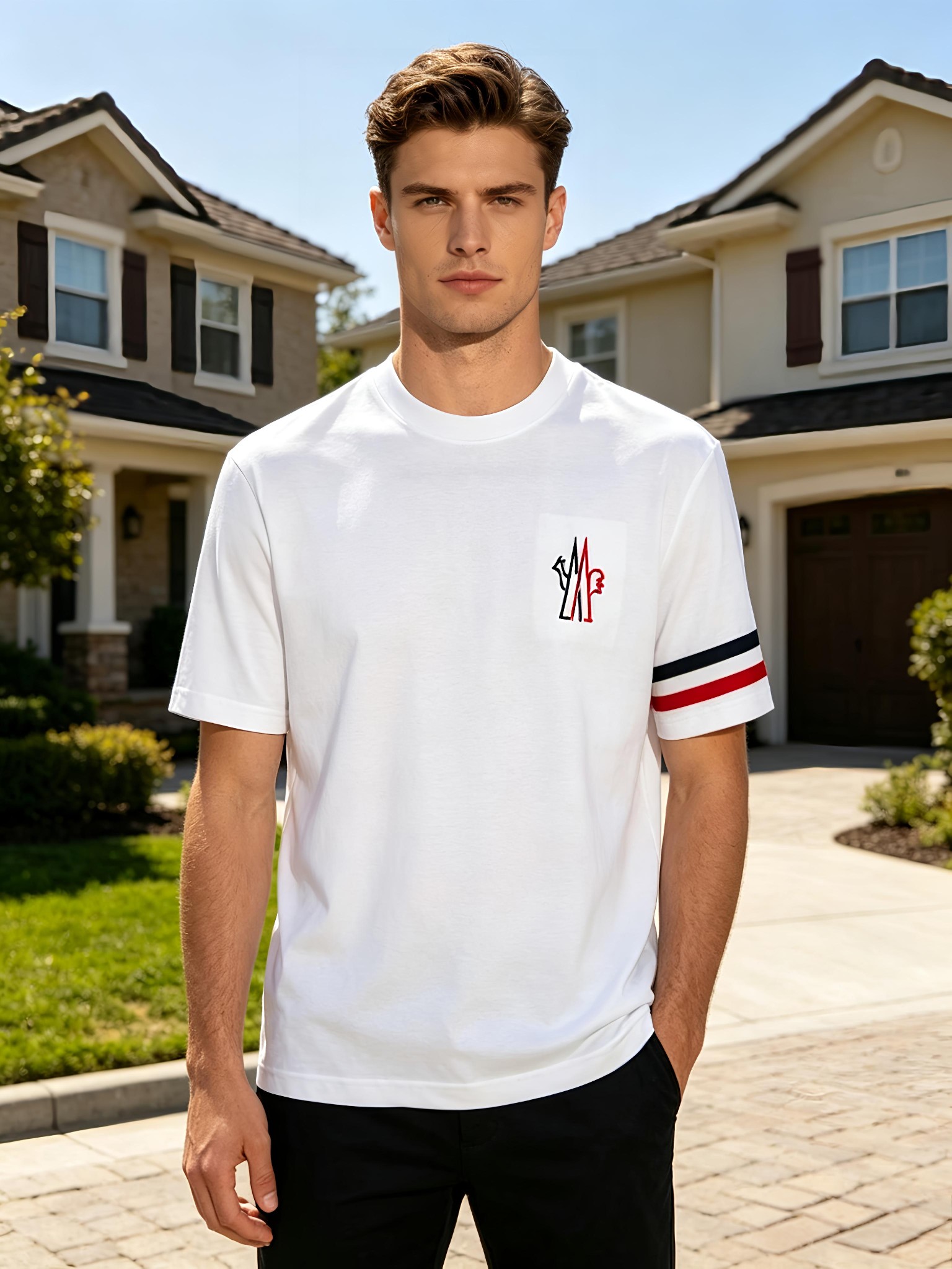NO:918146,'Moncler' VIP advanced customization!  2026 spring and summer new short-sleeved. This T-shirt is a new product in the summer men's wear series. It is carefully made of imported fabrics with mercerized technology and has a heavy three-dimensional logo to add a casual style. Size M-3XL Recommended reference M120 catties or less (including 120 catties) L121-140 catties XL141-160 catties 2XL161-180 catties  3XL181—200 pounds,,Moncler,T-shirt,tees,t-shirt,19860909《蒙口 Moncler》VIP高级定制！ 2026春夏季新款短袖.这款T恤是夏季男装系列新品,采用丝光工艺进口面料精心制作,重工立体Logo,增添休闲风范.码数 M-3XL 推荐参考 M120斤以内（含120斤） L121—140斤 XL141—160斤 2XL161—180斤 3XL181—200斤,,Moncler,T-shirt,tees，t-shirt,,Men's clothing