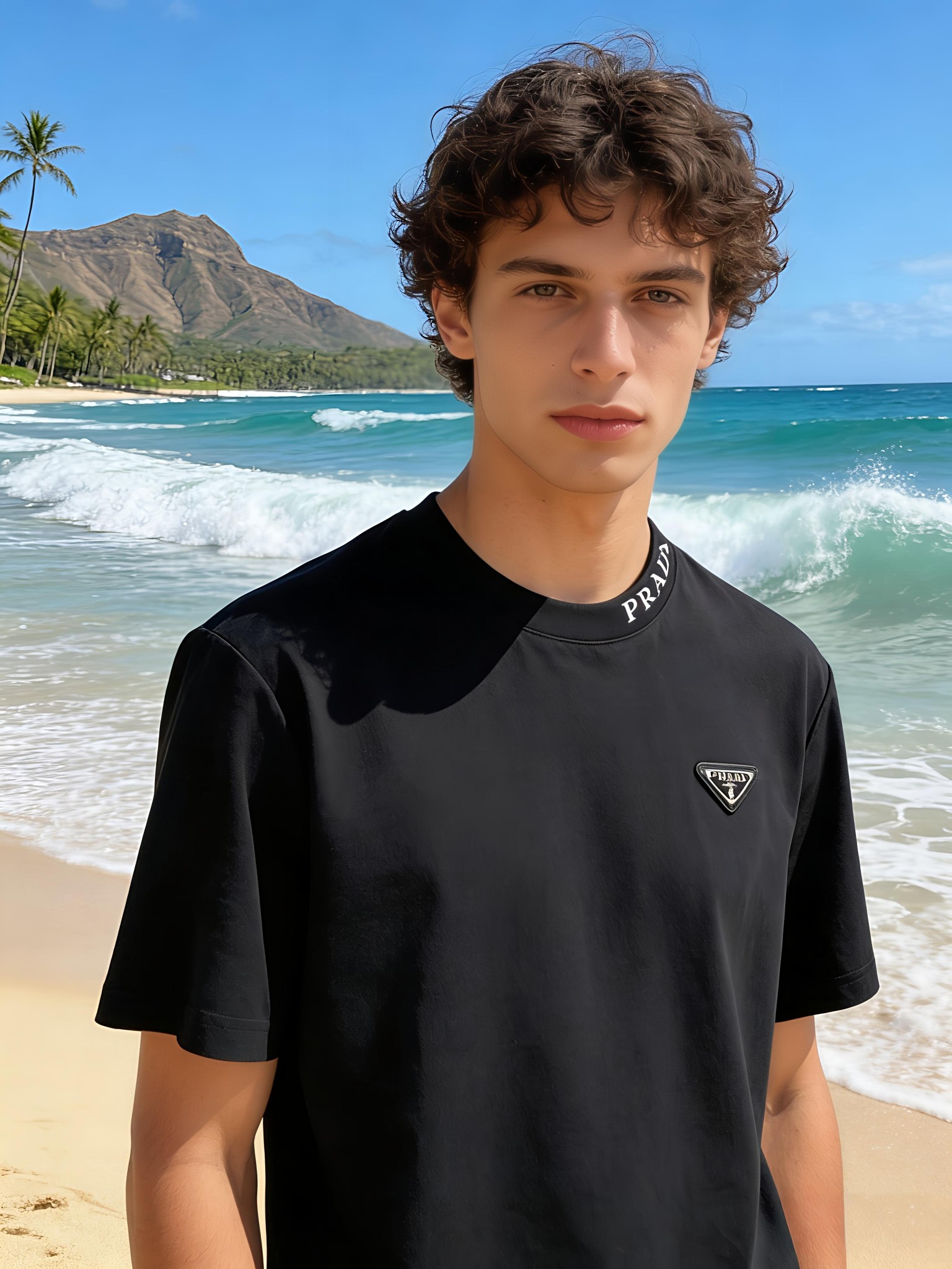 🐴《普拉达 PRADA》VIP高级定制！ 2026春夏季新款短袖。这款T恤是夏季男装系列新品，采用丝光工
