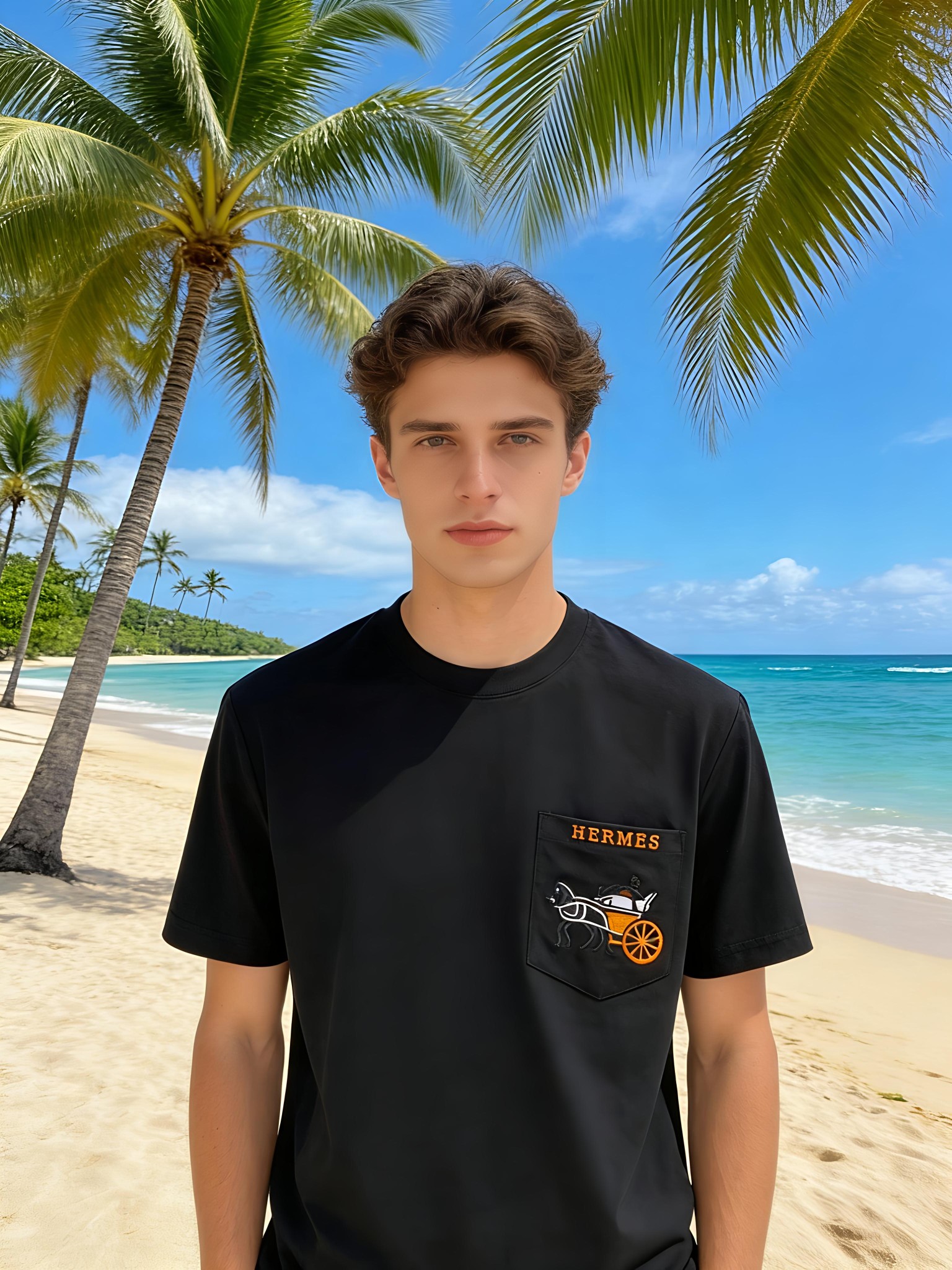 🐴《爱马仕 HERMES》VIP高级定制！ 2026春夏季新款短袖。这款T恤是夏季男装系列新品，采用丝光