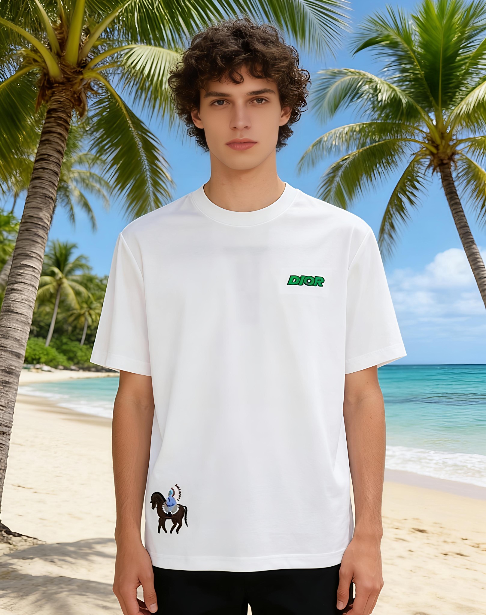 🐴《迪奥 Dior》VIP高级定制！ 2026春夏季新款短袖。这款T恤是夏季男装系列新品，采用丝光工艺进