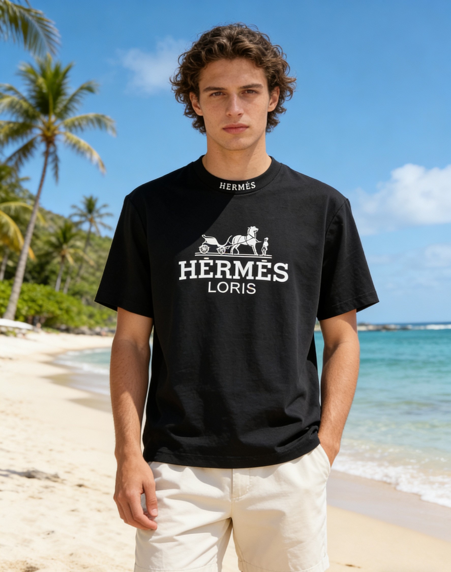 🐴《爱马仕 HERMES》VIP高级定制！ 2026春夏季新款短袖。这款T恤是夏季男装系列新品，采用丝光
