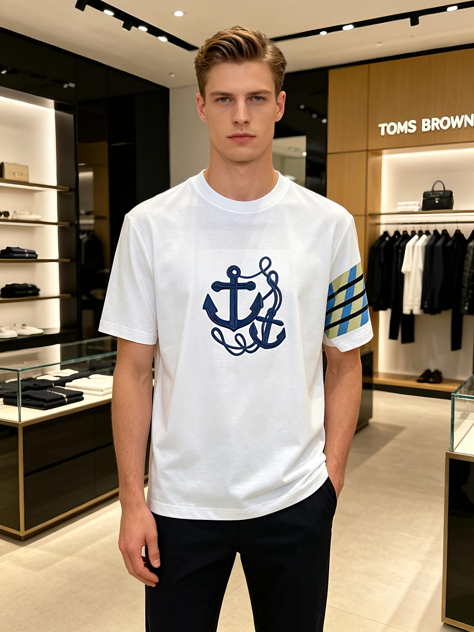NO:911002,'Tom Brown TB' VIP advanced customization!  2026 spring and summer new short-sleeved. This T-shirt is a new product in the summer men's wear series. It is carefully made of imported fabrics with mercerized technology and has a heavy three-dimensional logo to add a casual style. Size M-3XL Recommended reference M120 catties or less (including 120 catties) L121-140 catties XL141-160 catties 2XL161-180 catties 3XL181-200 catties,,thom  browne,T-shirt,tees,t-shirt,19860909《汤姆布朗 TB》VIP高级定制！ 2026春夏季新款短袖.这款T恤是夏季男装系列新品,采用丝光工艺进口面料精心制作,重工立体Logo,增添休闲风范.码数 M-3XL 推荐参考 M120斤以内（含120斤） L121—140斤 XL141—160斤 2XL161—180斤 3XL181—200斤,,thom browne,T-shirt,tees，t-shirt,,Men's clothing