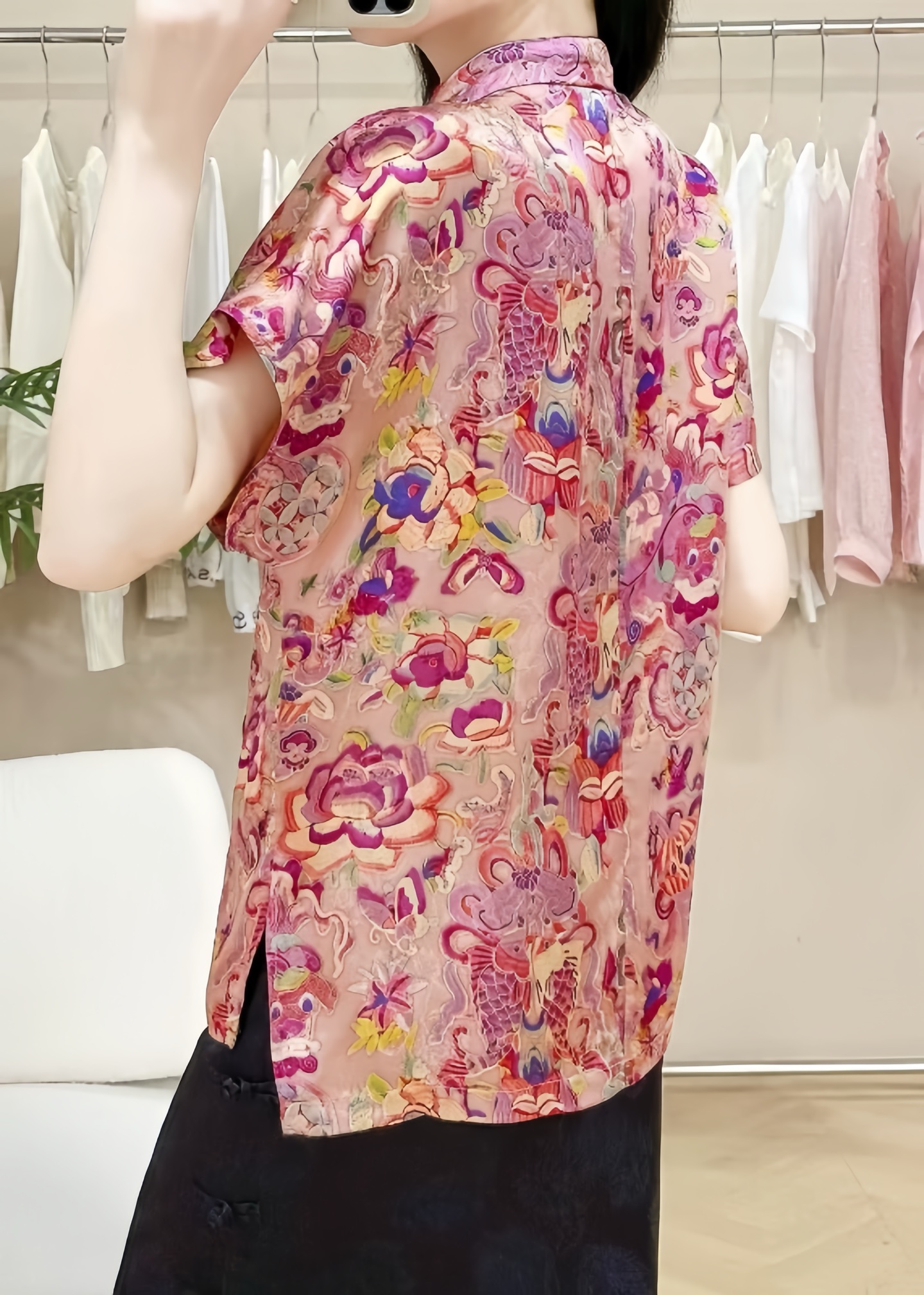 Chinese Retro Mandarin Collar Top with Fish and Butterfly Pattern 4 i1746886528594 3041 0 3