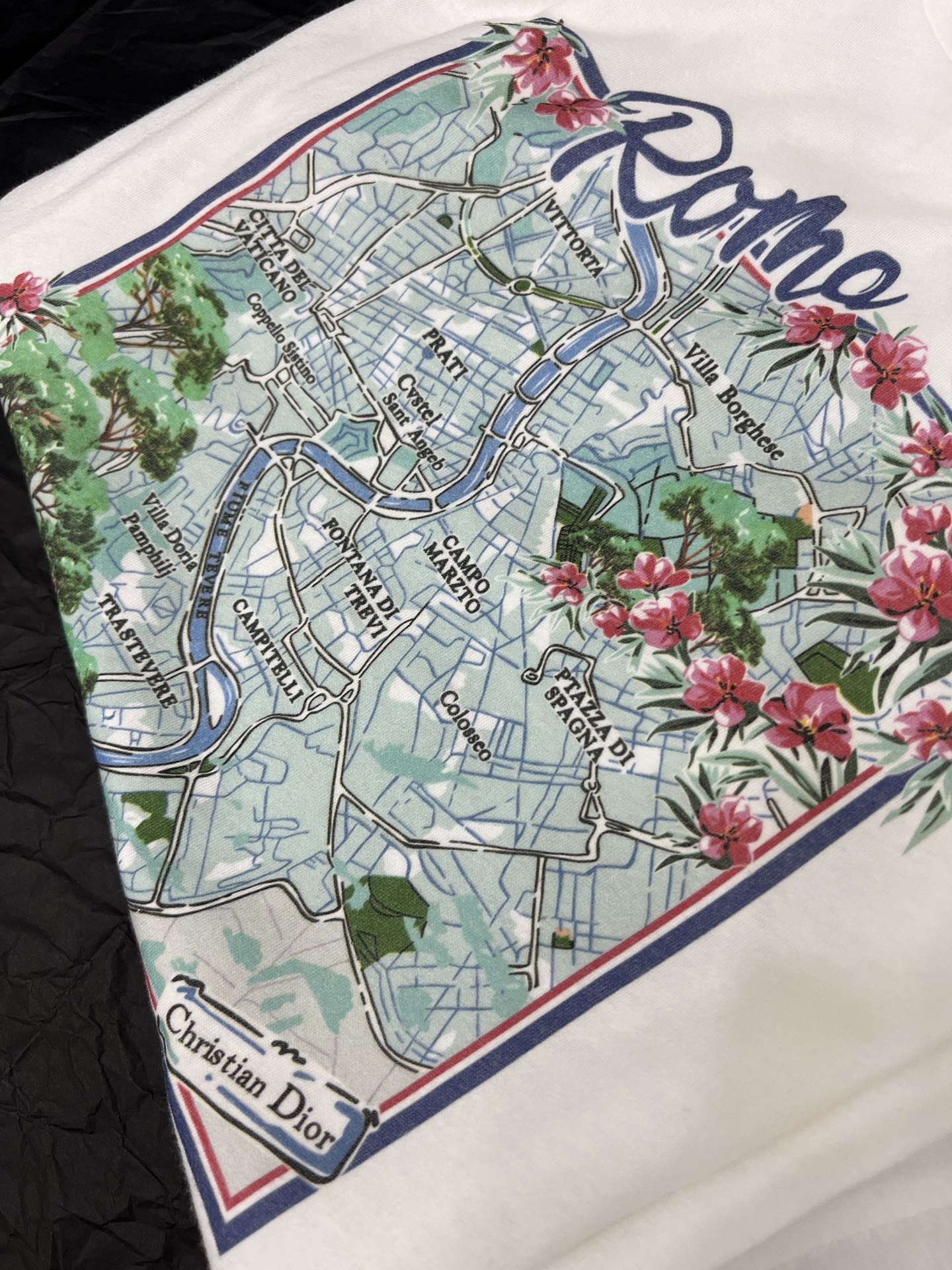 Romantic Parisian T-shirt: Seine River Pattern, Pure Cotton, Comfortable Fit, SML Sizes. - 图片 4