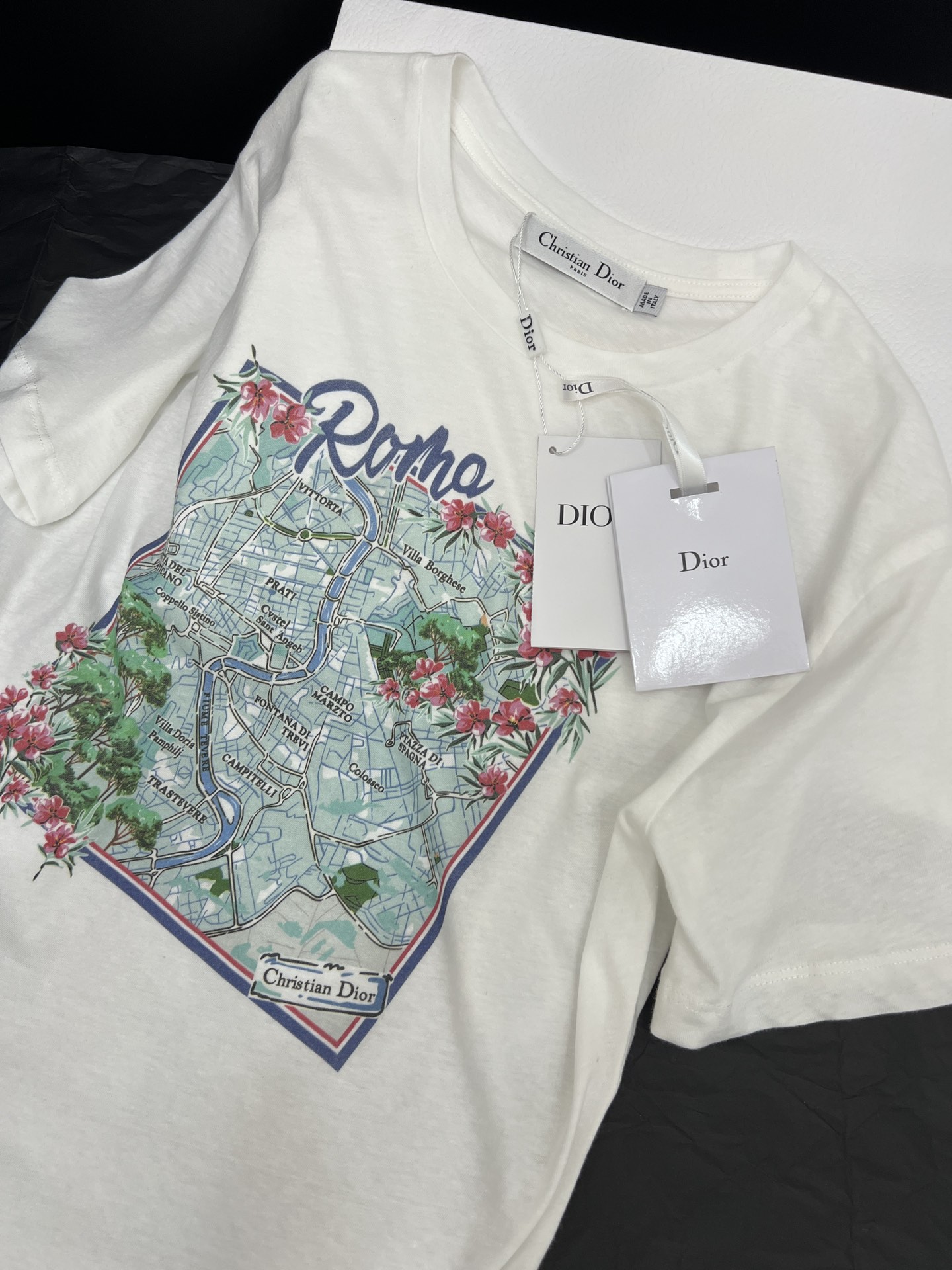Romantic Parisian T-shirt: Seine River Pattern, Pure Cotton, Comfortable Fit, SML Sizes. - 图片 5