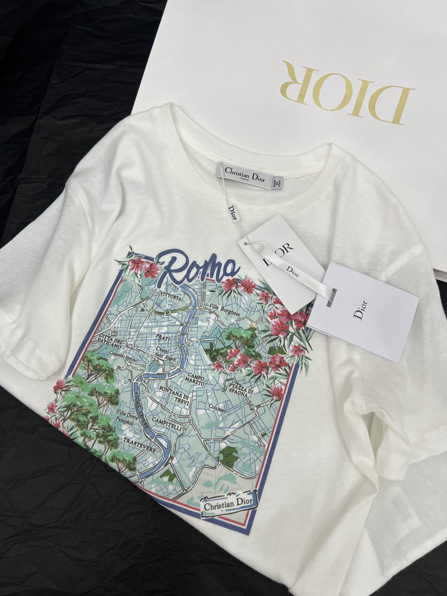 Romantic Parisian T-shirt: Seine River Pattern, Pure Cotton, Comfortable Fit, SML Sizes. - 图片 2