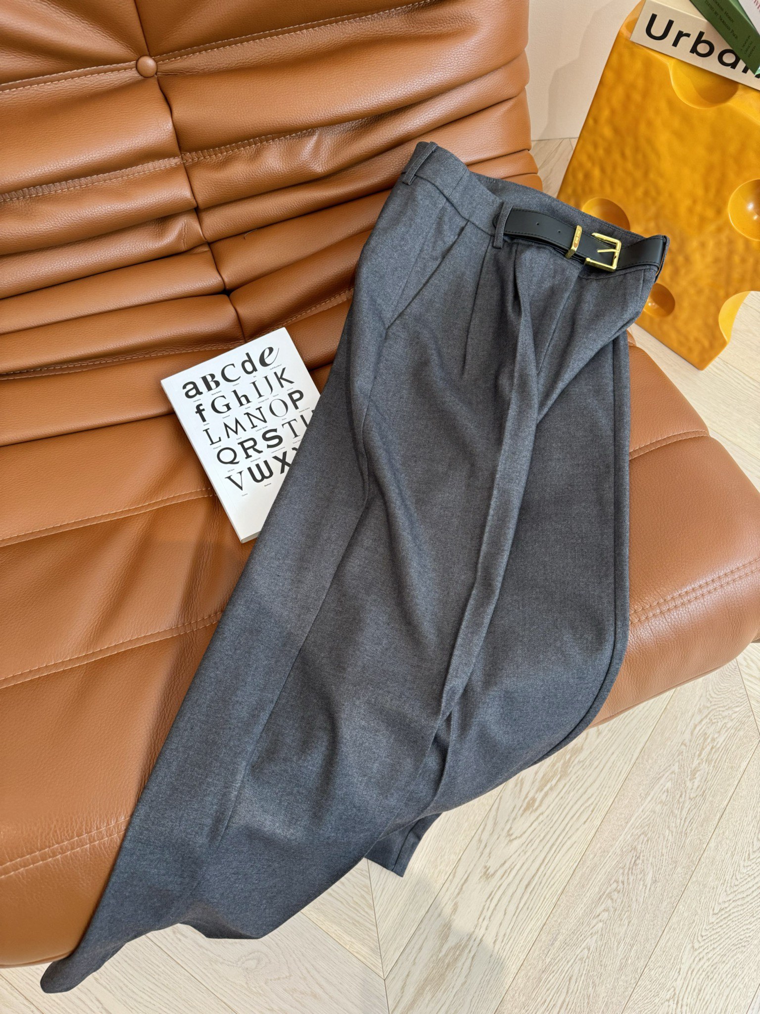 MiuMiu Clothing Pants & Trousers Black Grey Splicing Wool Fall/Winter Collection