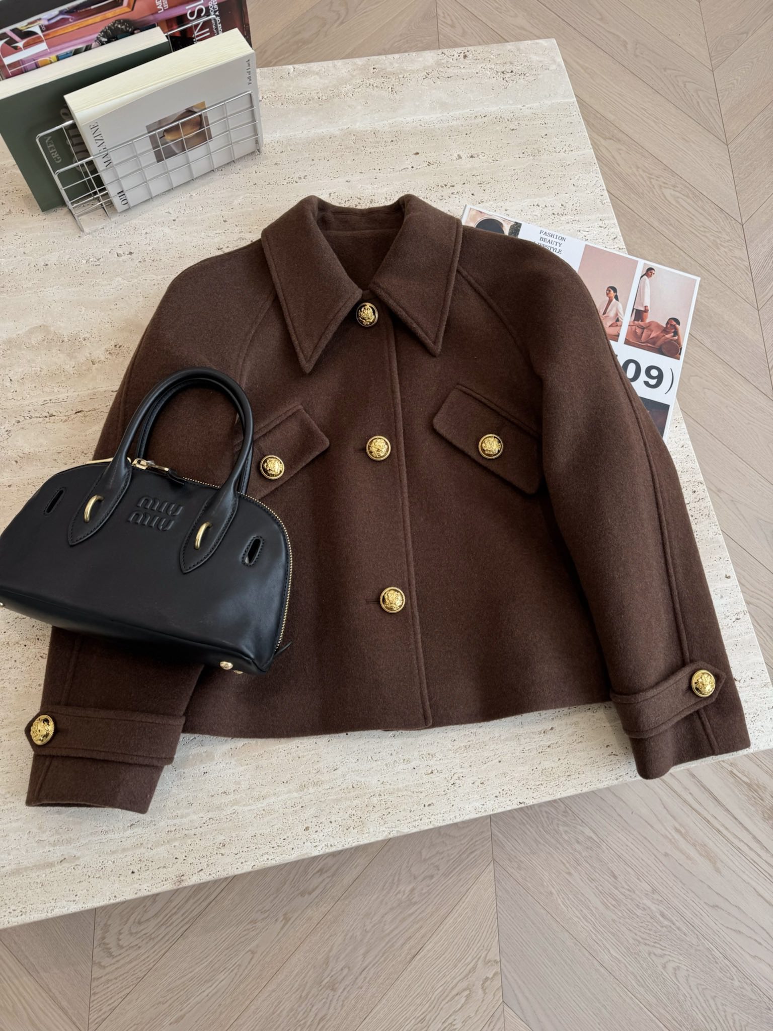 Celine Clothing Coats & Jackets Gold Wool Fall/Winter Collection Casual