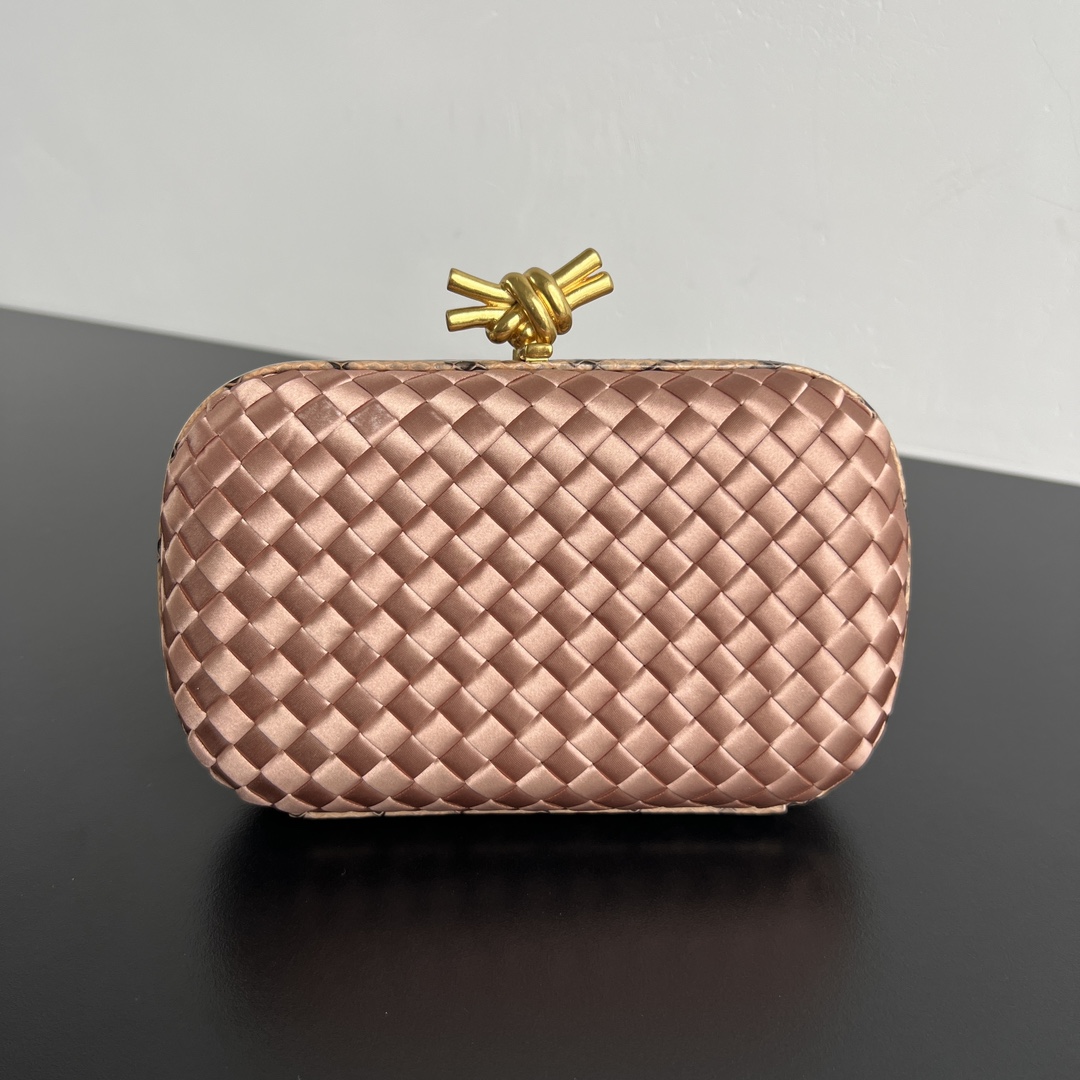 Woven Evening Bag Silk Woven Snakeskin Trim Knotted Clasp